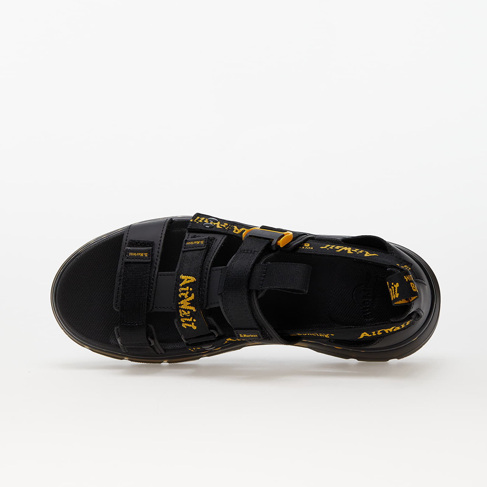 Pánske tenisky a topánky Dr. Martens Pearson II Multi Strap Sandal Black Lustre Coated Leather & Black/Dms Yellow Airwair Webbing