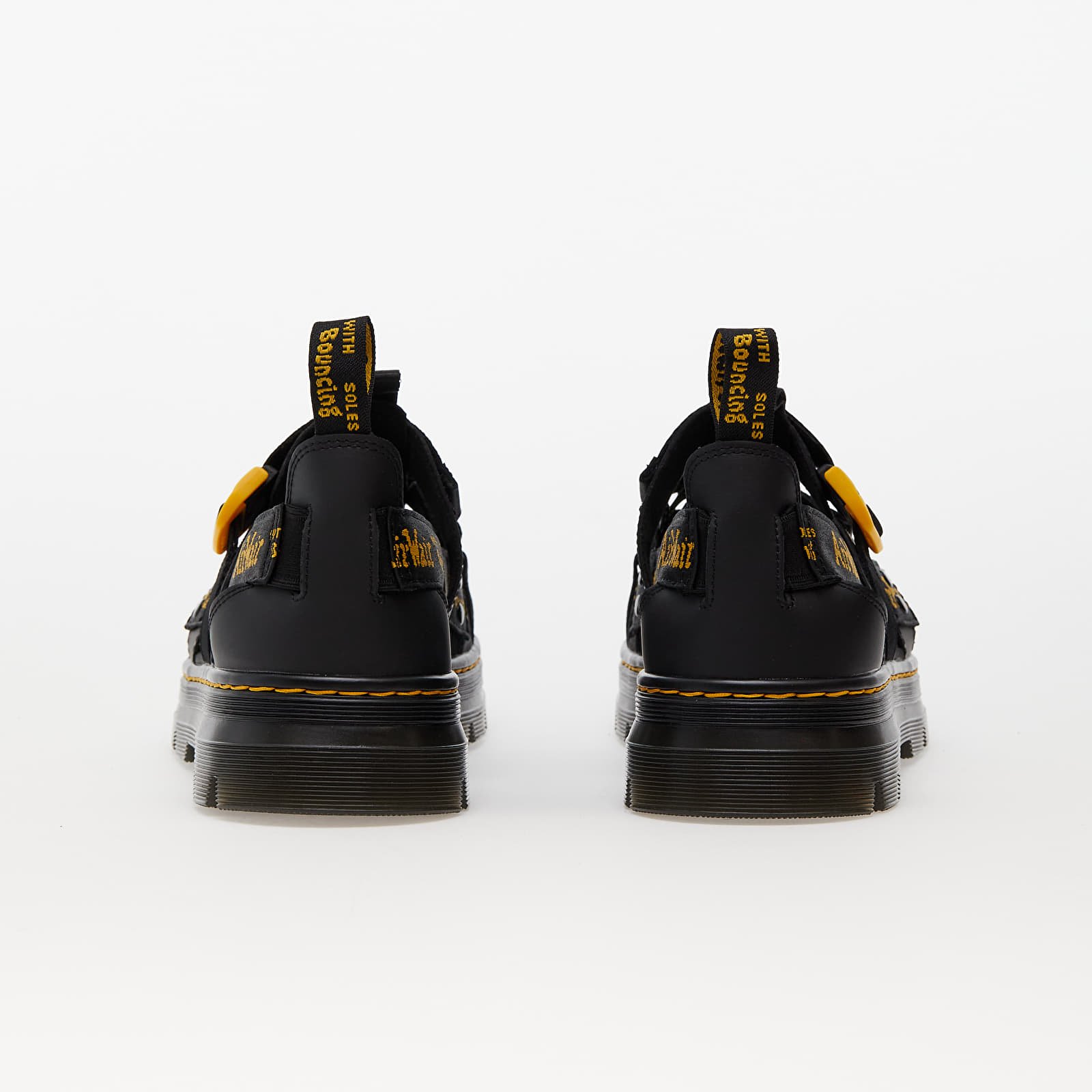 Pánske tenisky a topánky Dr. Martens Pearson II Multi Strap Sandal Black Lustre Coated Leather & Black/Dms Yellow Airwair Webbing