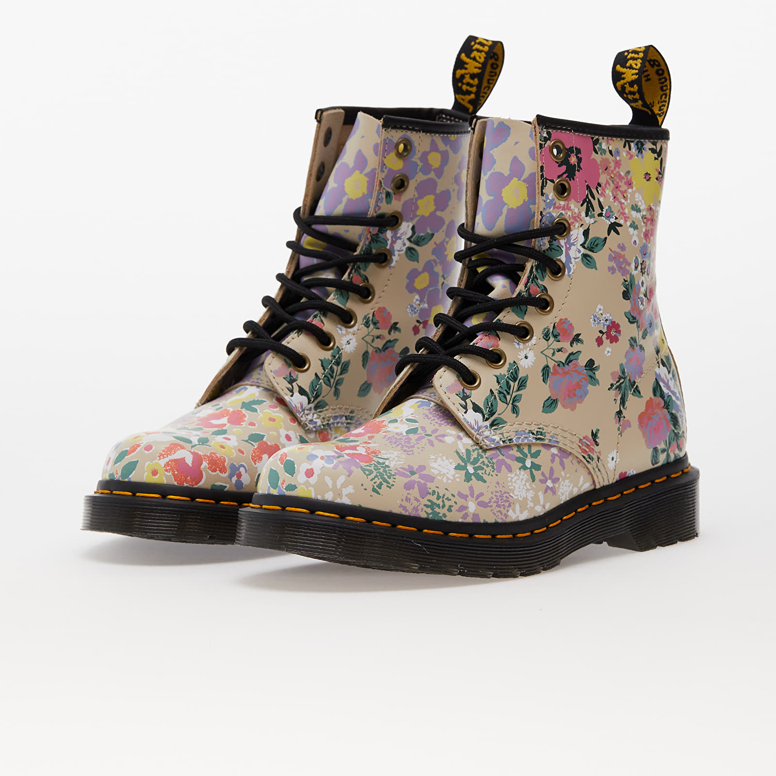 Sapatos de mulher Dr. Martens 1460 8 Eye Boot Floral Mash Up Backhand