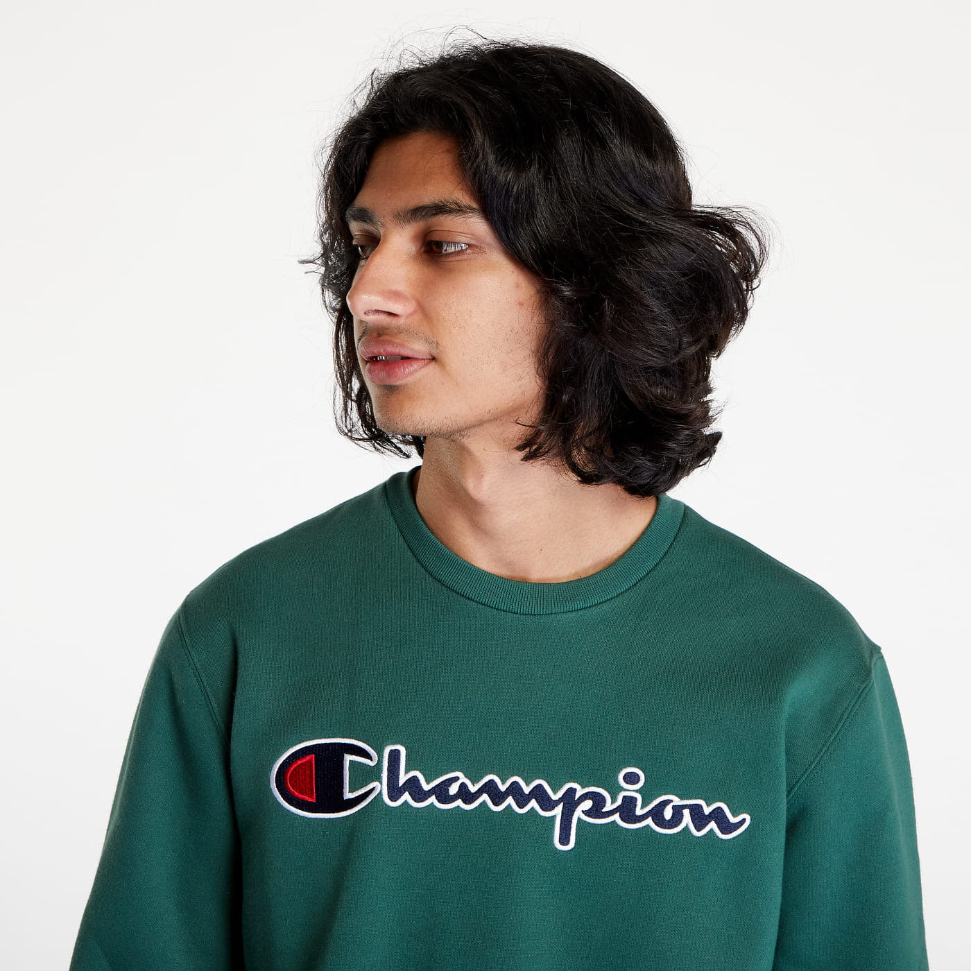 Mikiny Champion Logo Crewneck Sweatshirt Green