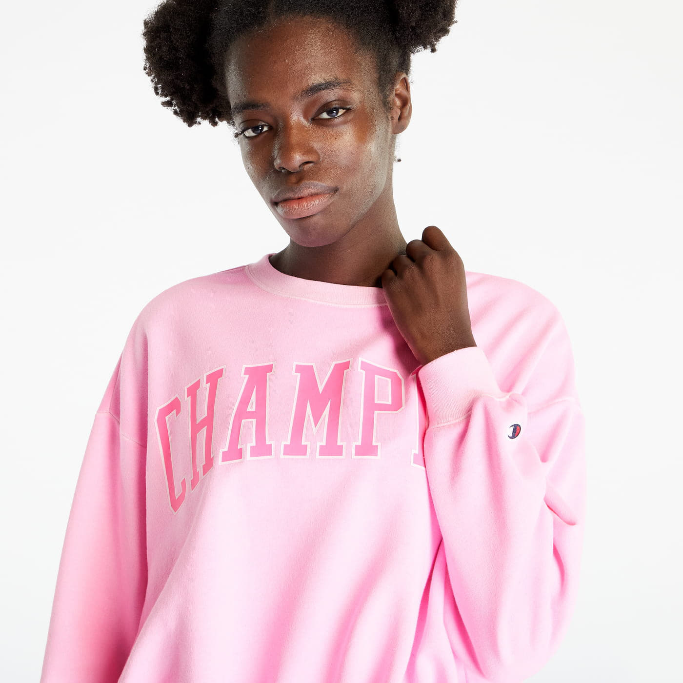 Baby pink champion crewneck hot sale