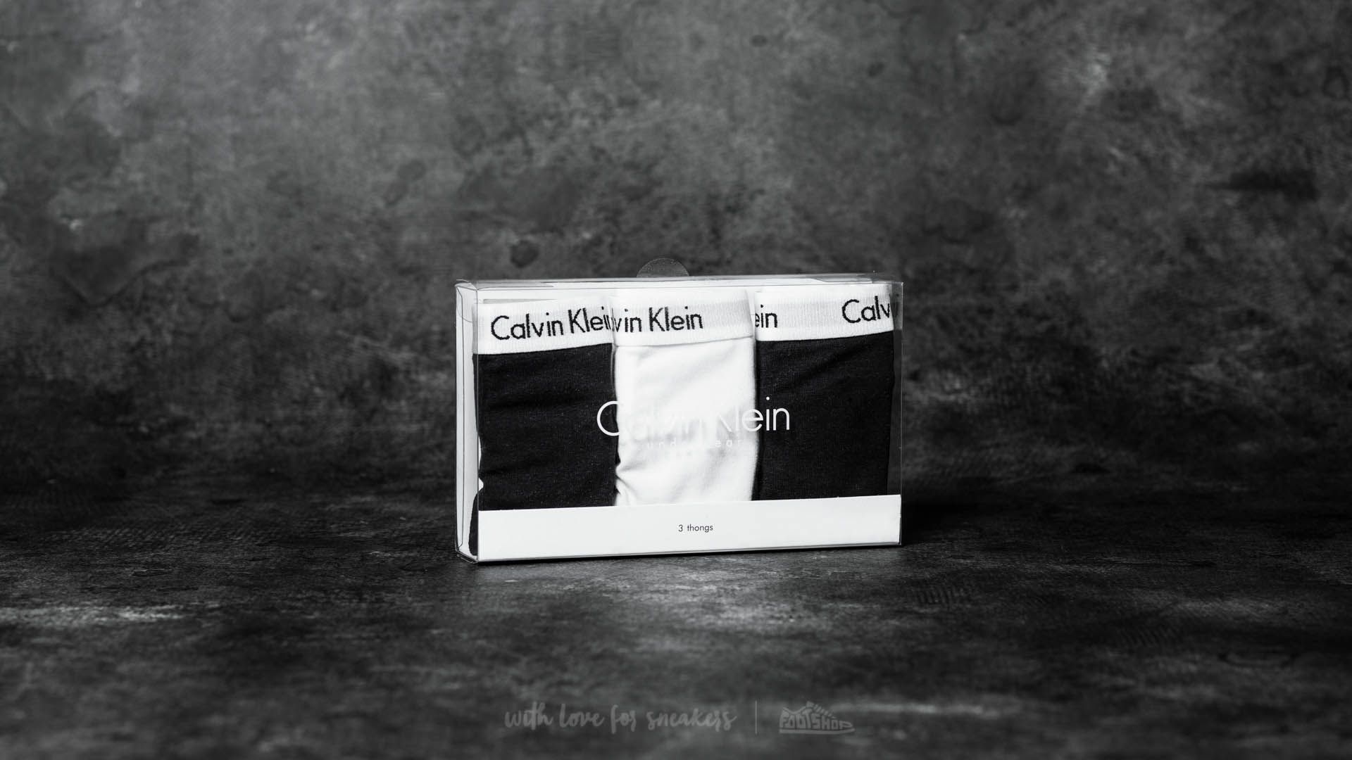 Hlačke  Calvin Klein Thongs 3 Pack Black/ White