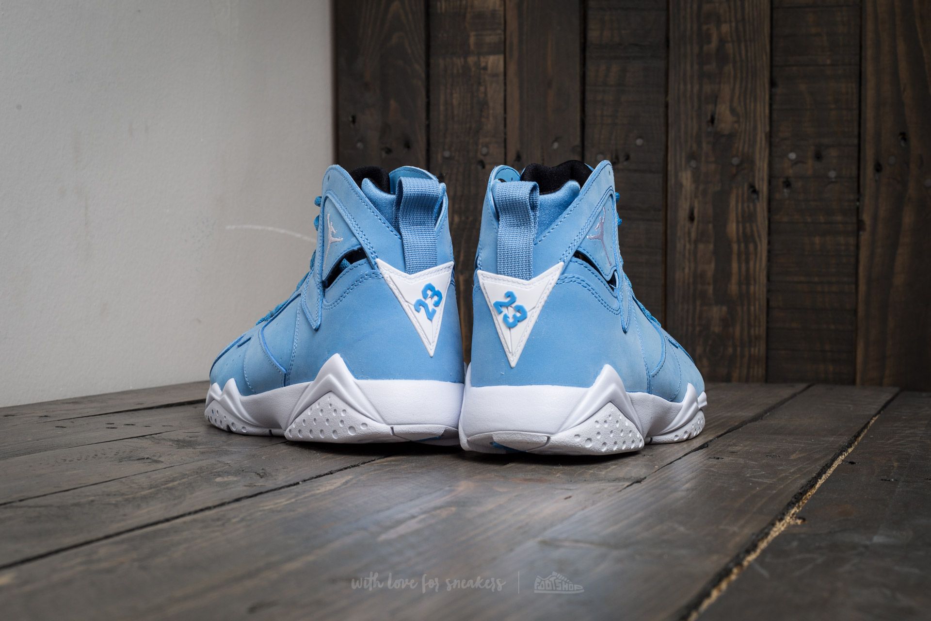 Jordan 7 blue shop and white