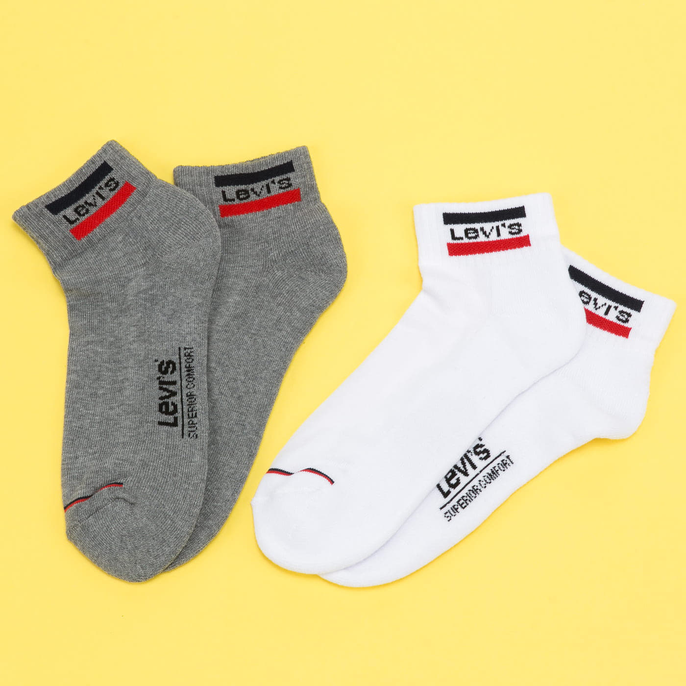 Socken Levi's® Mid Cut Sportwear Logo Socks 2-Pack White/ Melange Grey