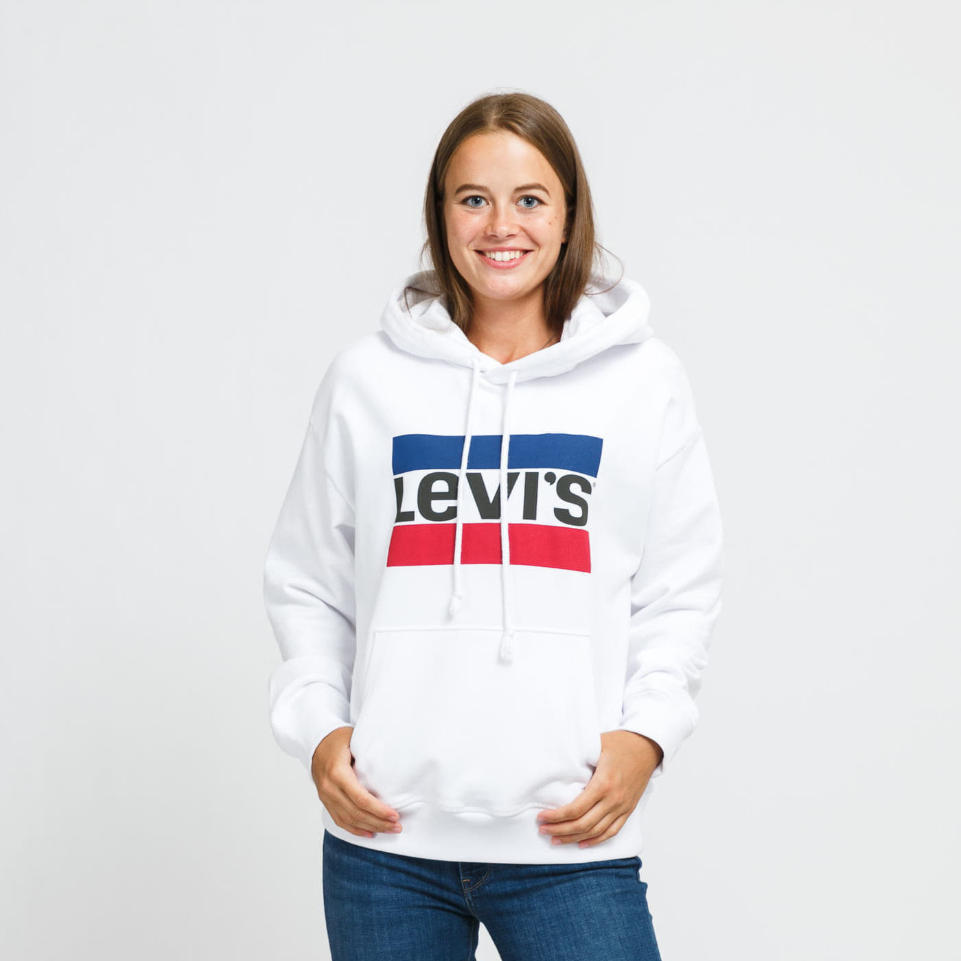 Levi white hoodie top