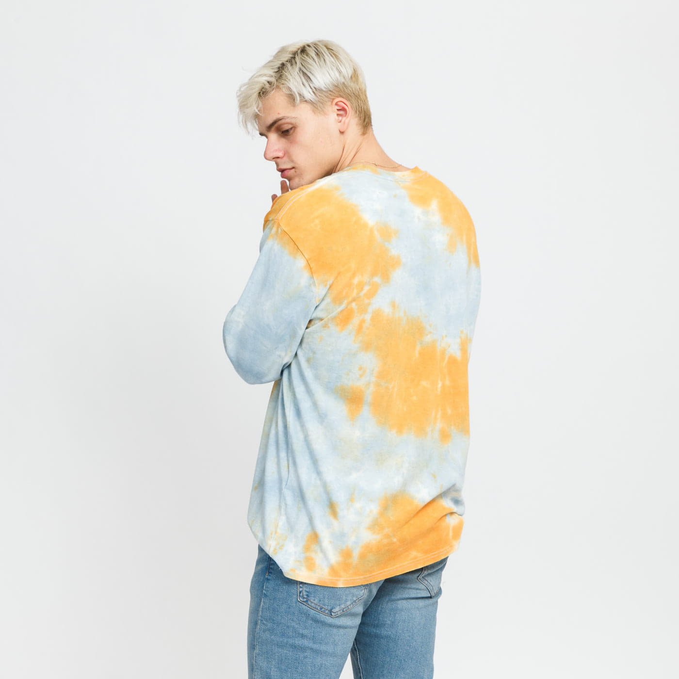 Tricouri  HUF Ellipse Logo Longsleeve T-Shirt Light Blue/ Orange