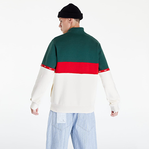 Bluzy HUF Taped 1/4 Zip Fleece Beige/ Green/ Red | Footshop