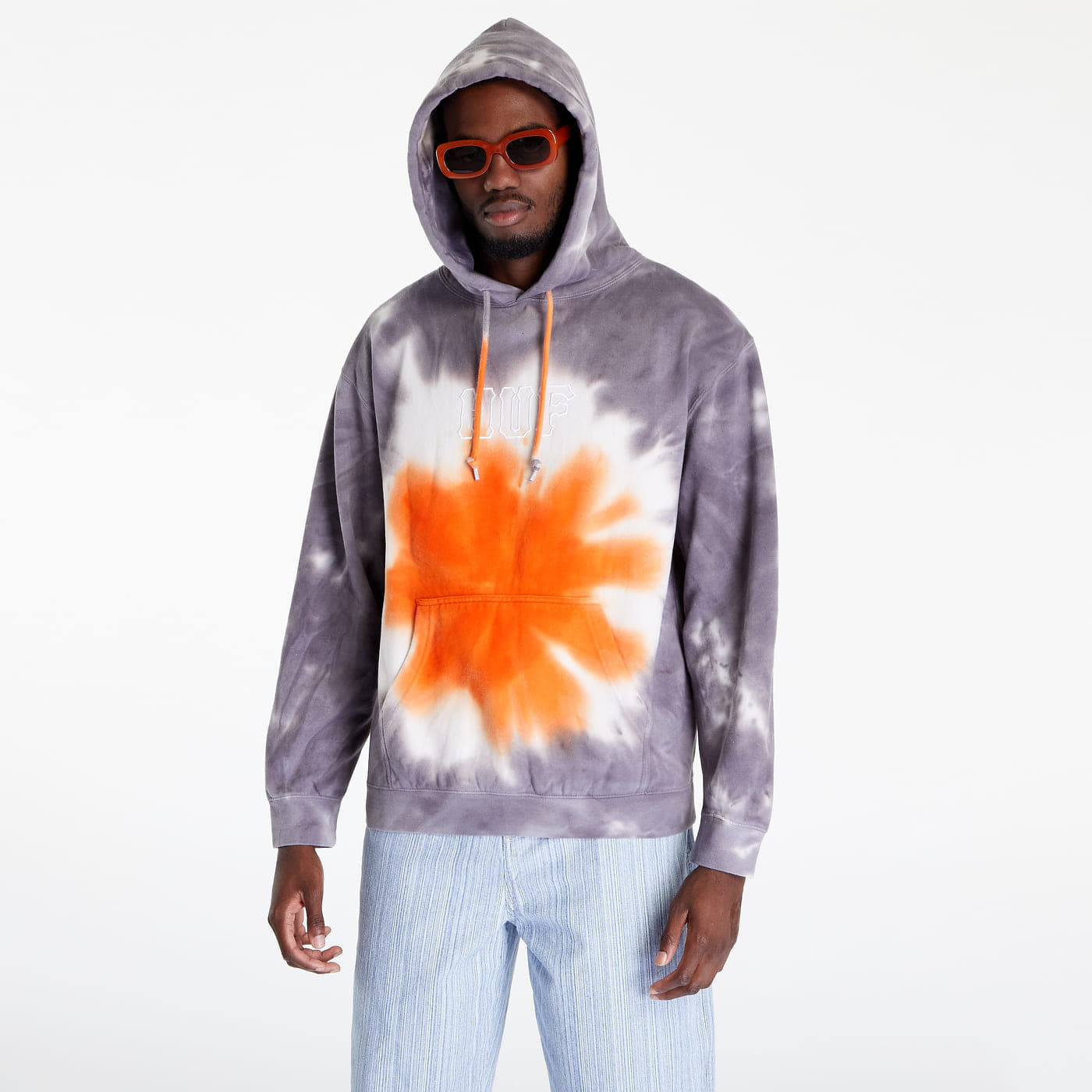 Sweatjacken und Sweatshirts HUF High Dye Tiedye Hoodie Grey/ Orange