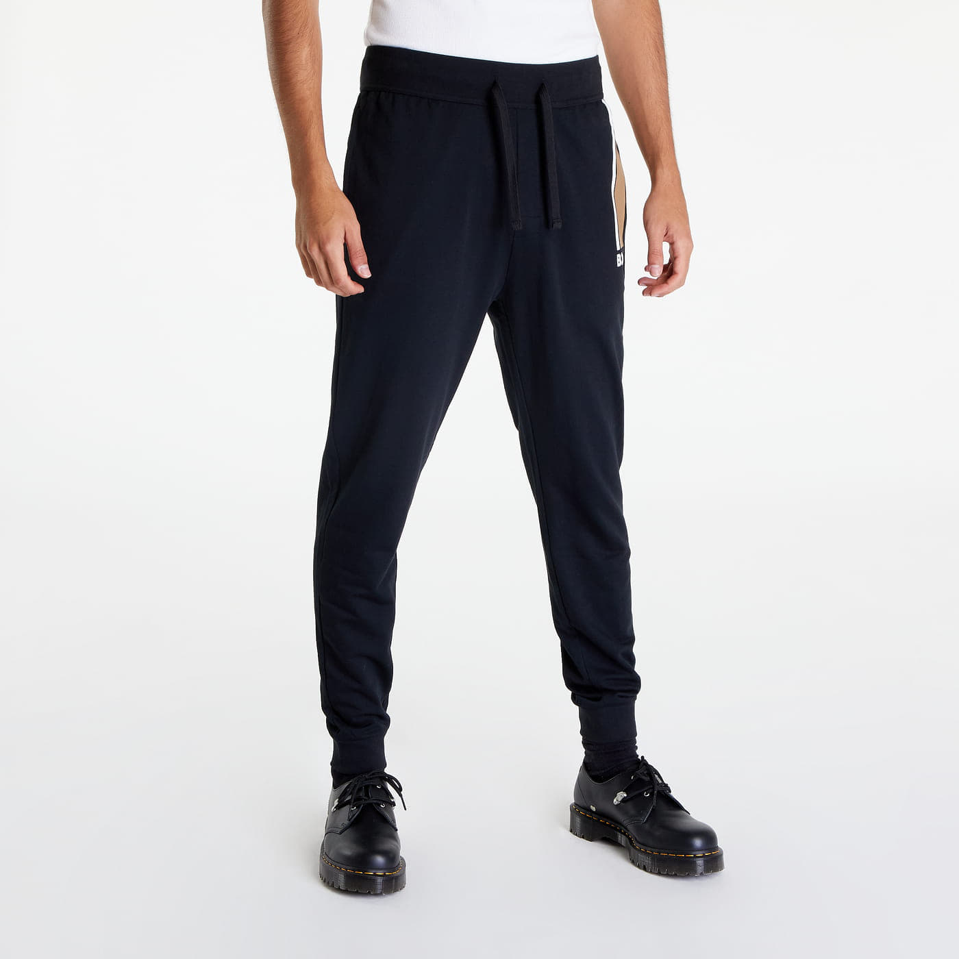 Pantaloni della tuta Hugo Boss Cotton-Terry Tracksuit Bottoms with Logo and Stripes Black