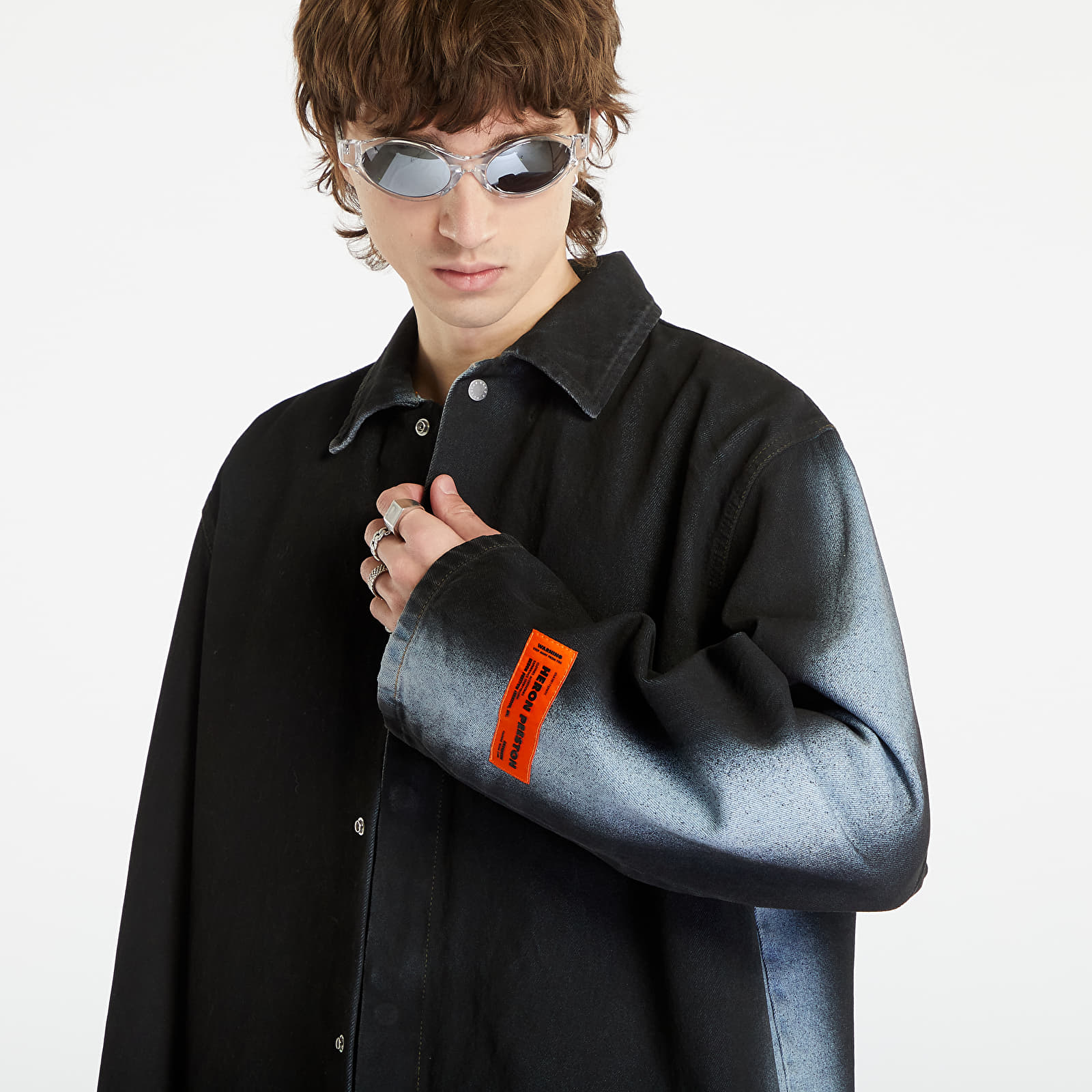 Bundy Heron Preston Gradient Long Sleeve OverShirt Black/ Light Blue