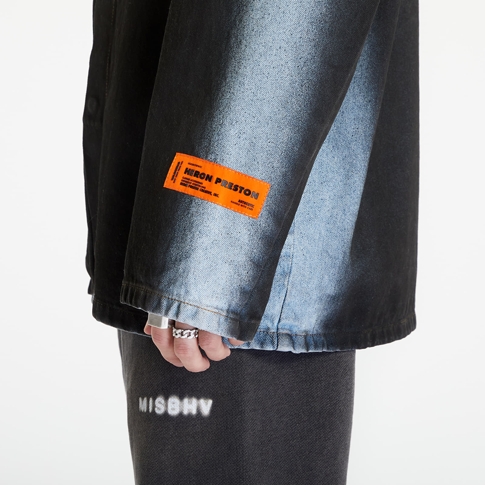 Bundy Heron Preston Gradient Long Sleeve OverShirt Black/ Light Blue