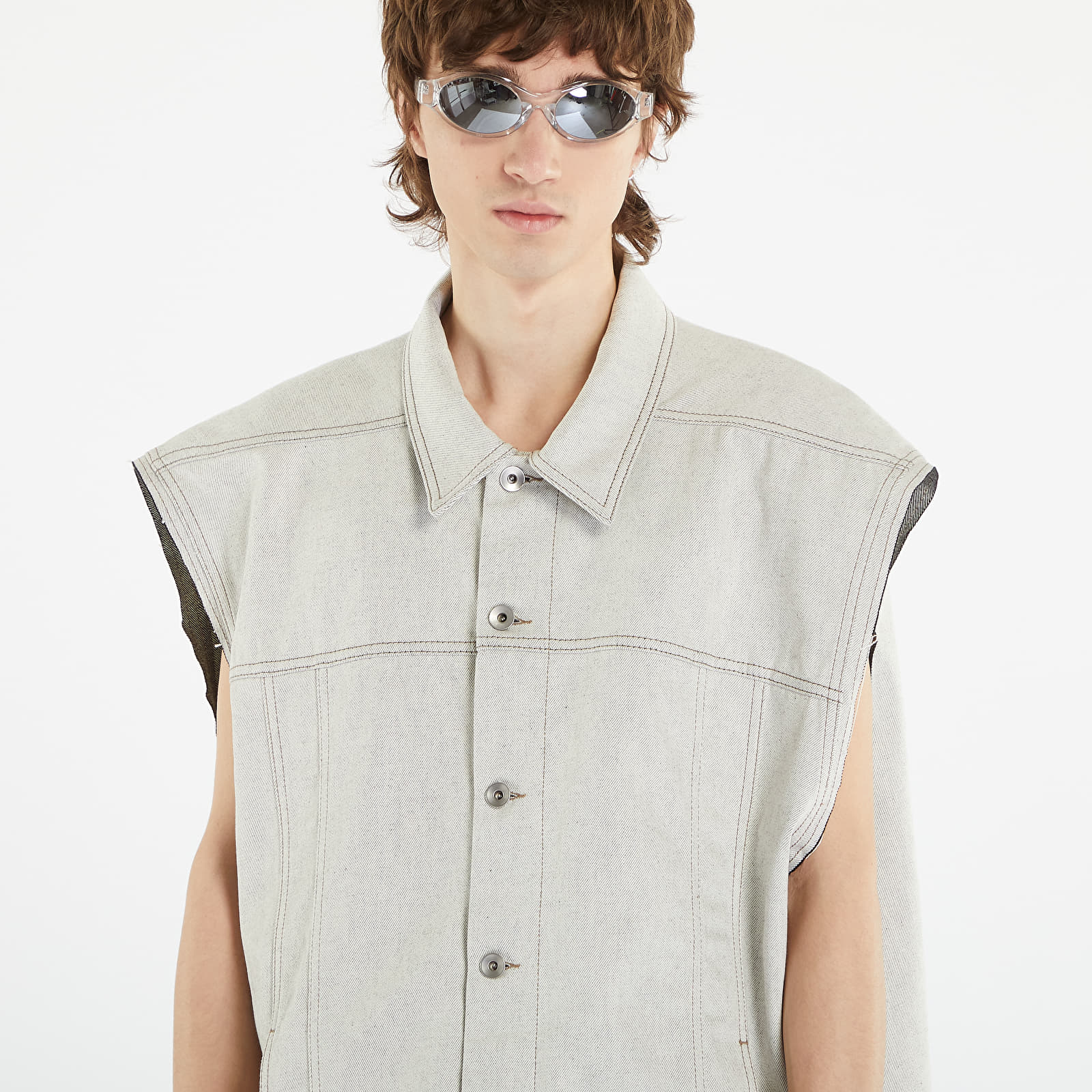 Vesty Rick Owens DRKSHDW Jumbo Worker Vest Milk Melange