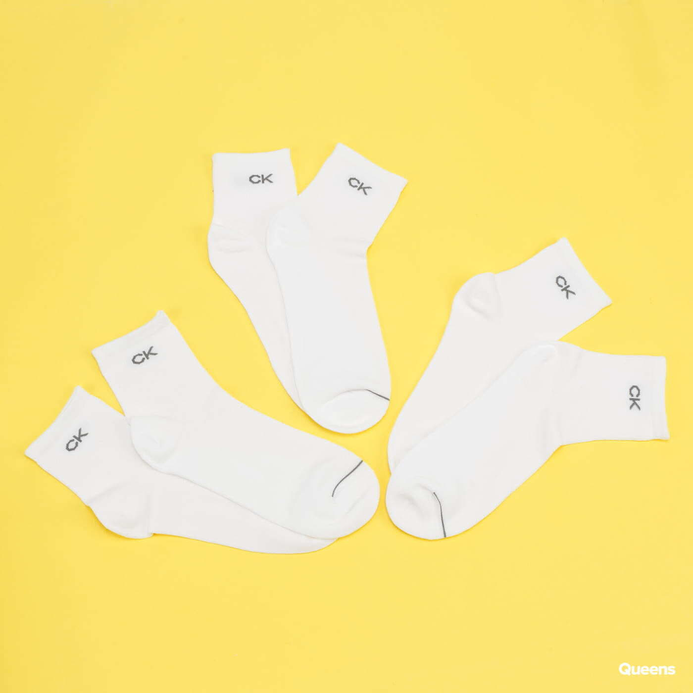 Socks Calvin Klein Mens Quarter Socks 3-Pack White