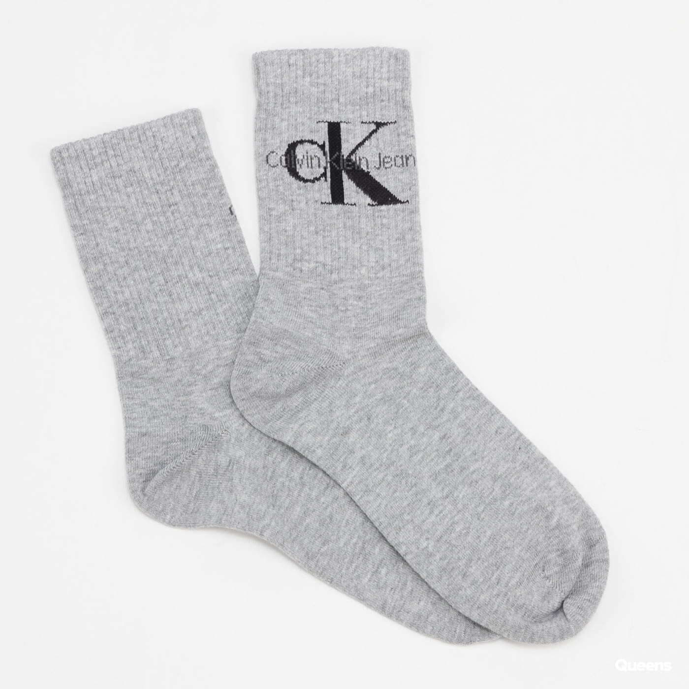 Socks Calvin Klein Logo Crew Socks Light Grey Melange