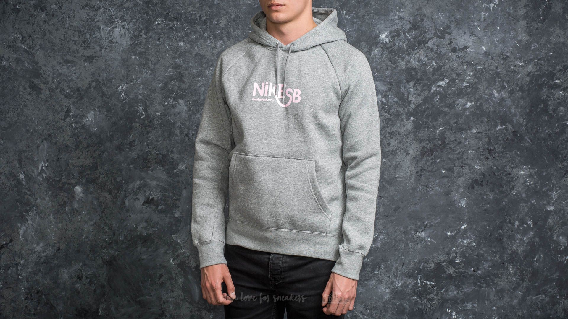 Hoodies and sweatshirts  Nike SB Icon Pullover Hoodie Dark Grey Heather/ Prism Pink