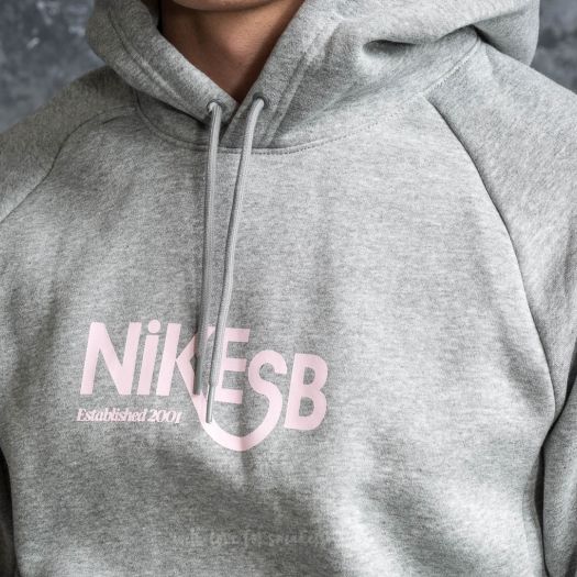 Sudaderas Nike SB Icon Pullover Hoodie Dark Grey Heather Prism Pink Footshop