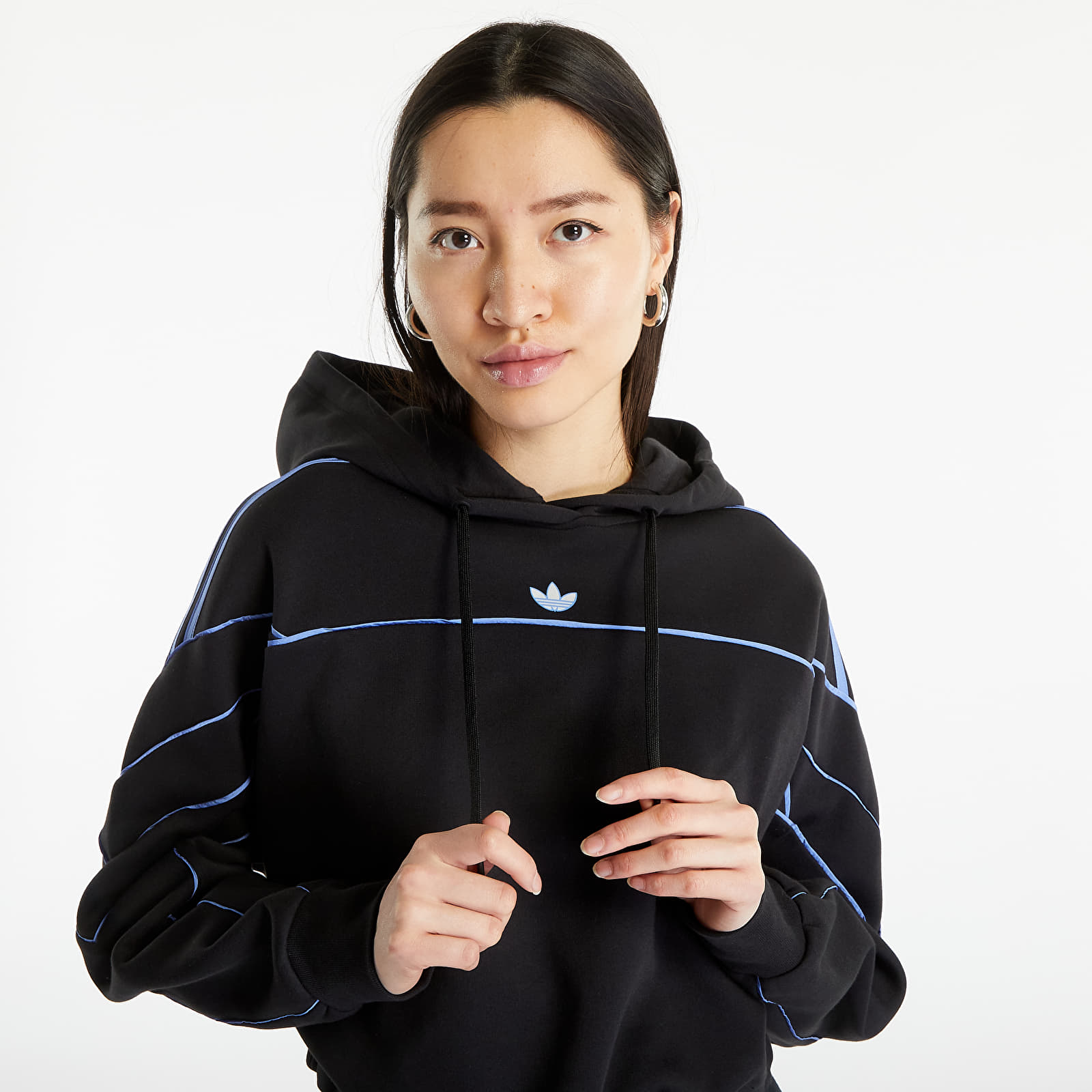 Mikiny Adidas Archive Cut Line Crop Hoodie Black