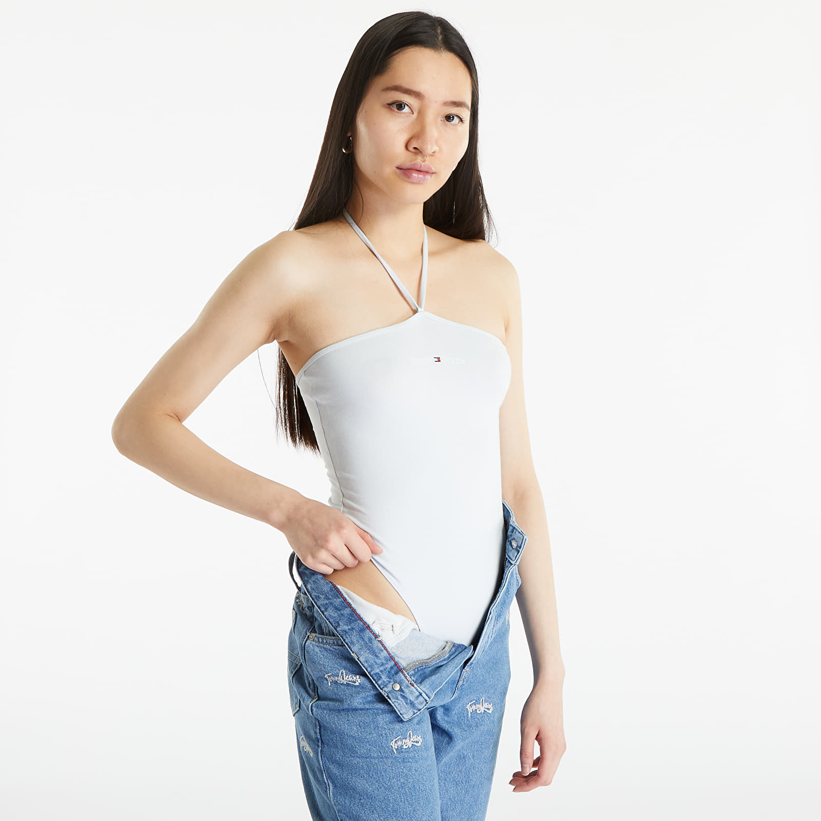 Bodysuit Tommy Jeans Tonal Linear Strapless Body Shimmering Blue