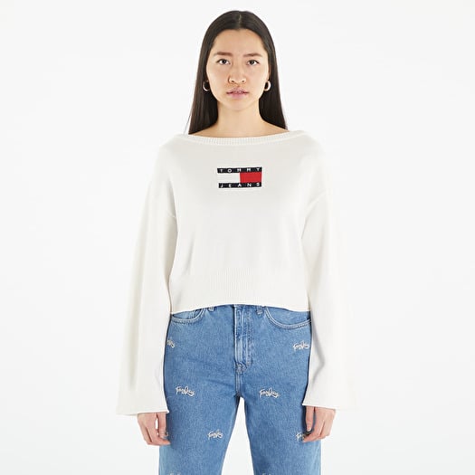 Sweaters Tommy Jeans Lw Center Flag S Pullover White Footshop