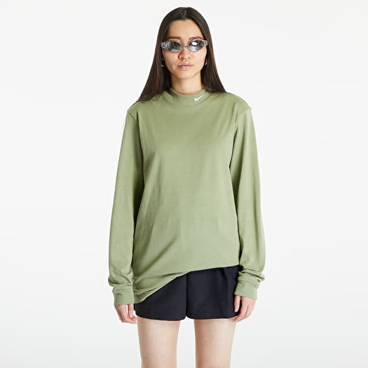 T shirts Nike Sportswear Long Sleeve Mock Neck Shirt Oil Green White Footshop