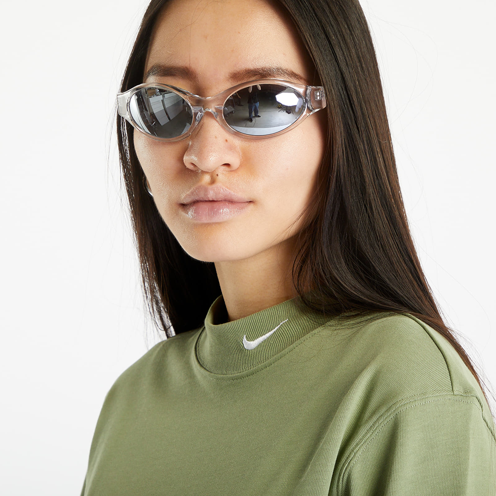 T-shirts Nike Sportswear Long Sleeve Mock-Neck Shirt Oil Green/ White
