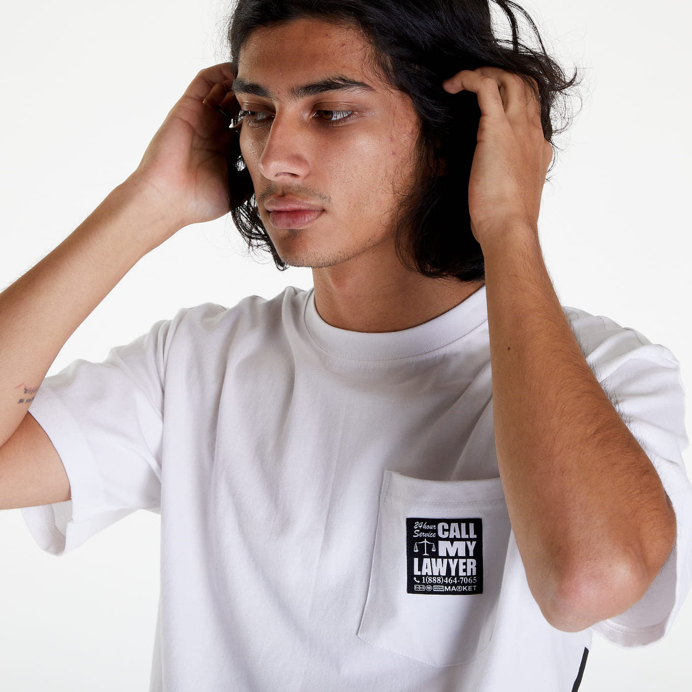 T-shirts MARKET 24 Hr Lawyer Service Pocket Tee White