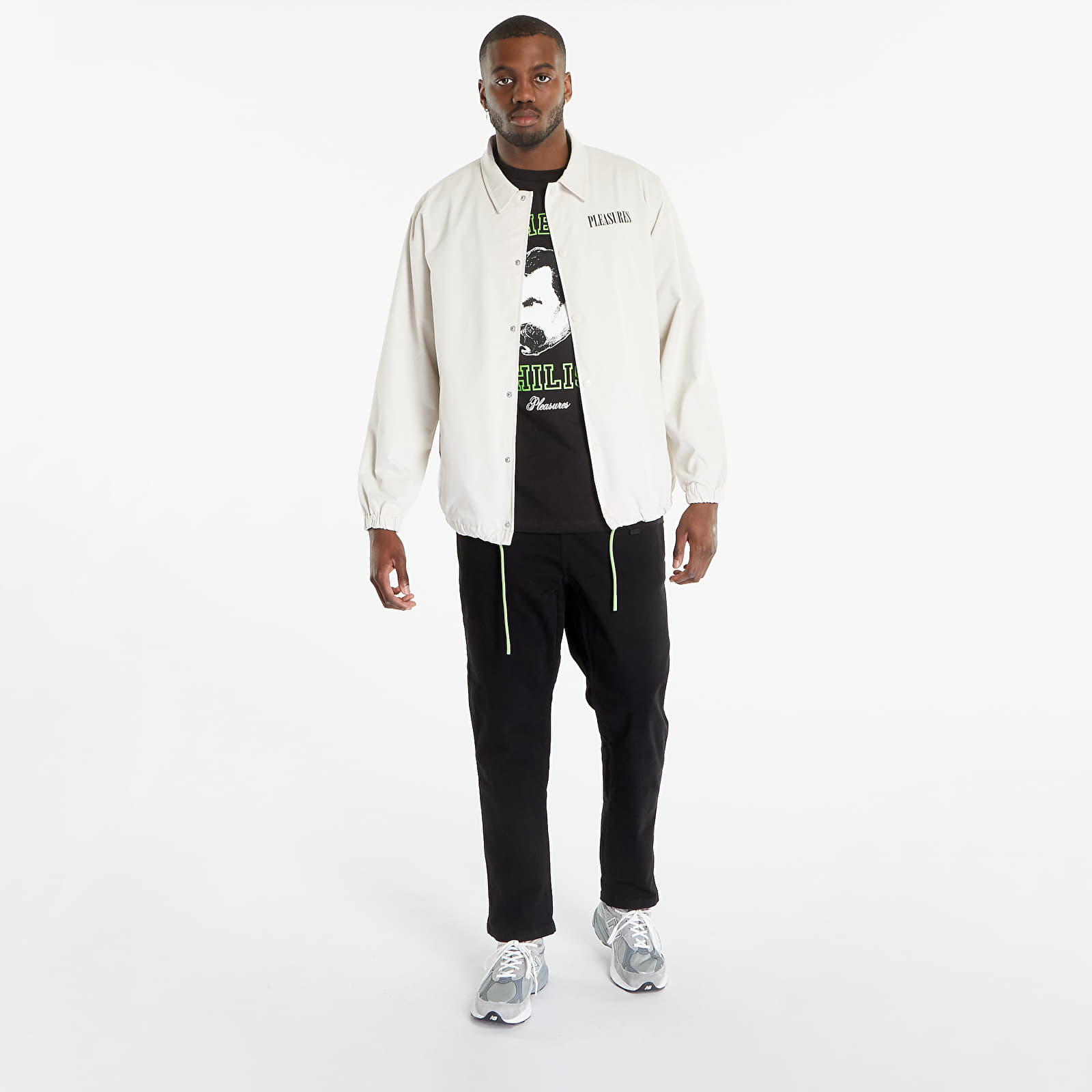 Jackets PLEASURES Bended Coach Jacket White