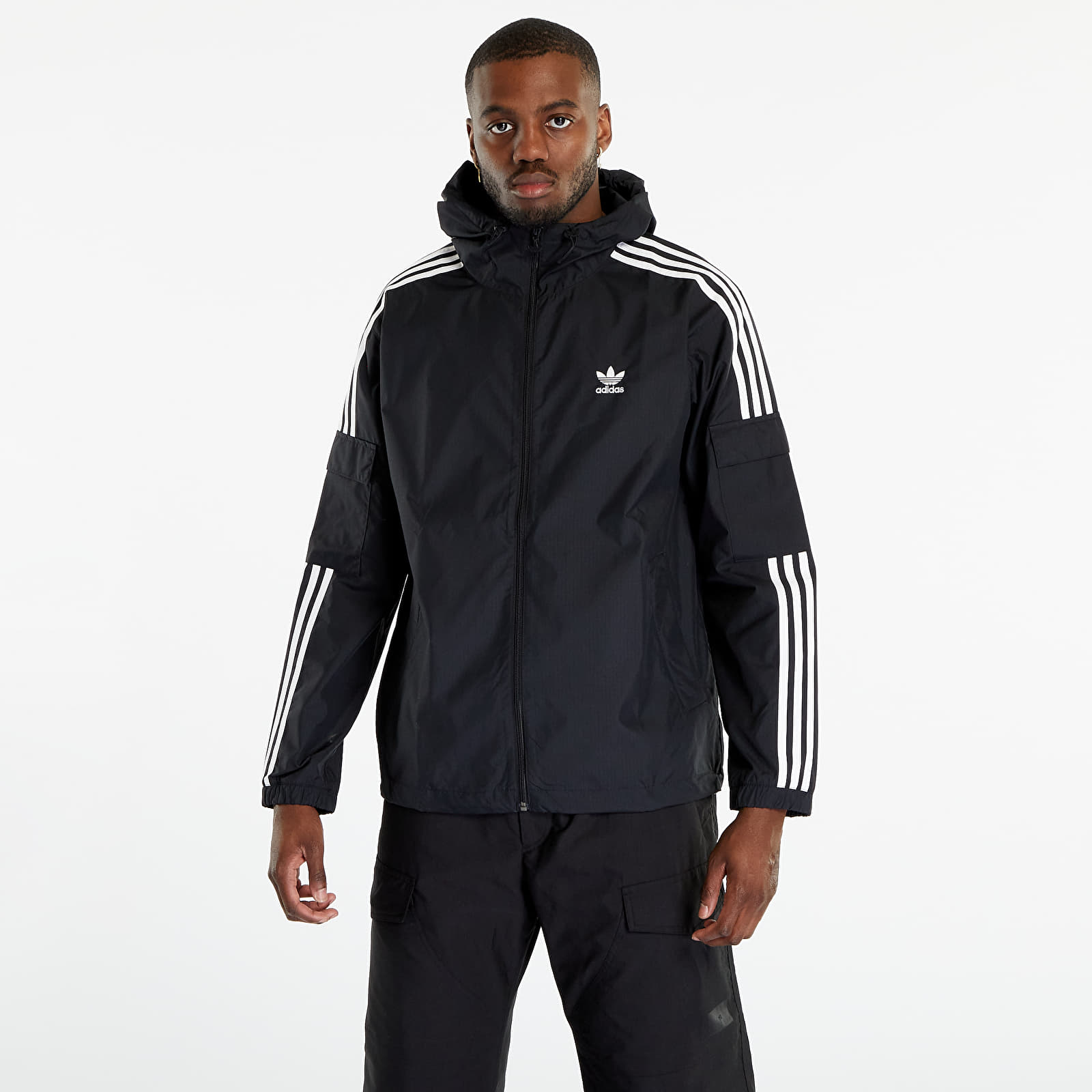 adidas Originals 3 Stripes Full-Zip Windbreaker Black