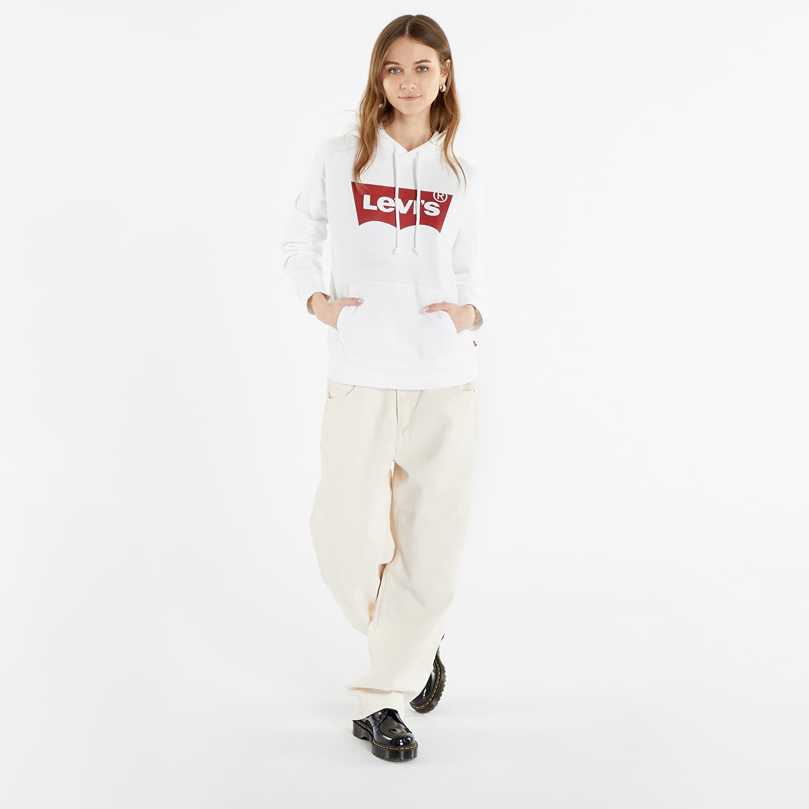 White hoodie online levis