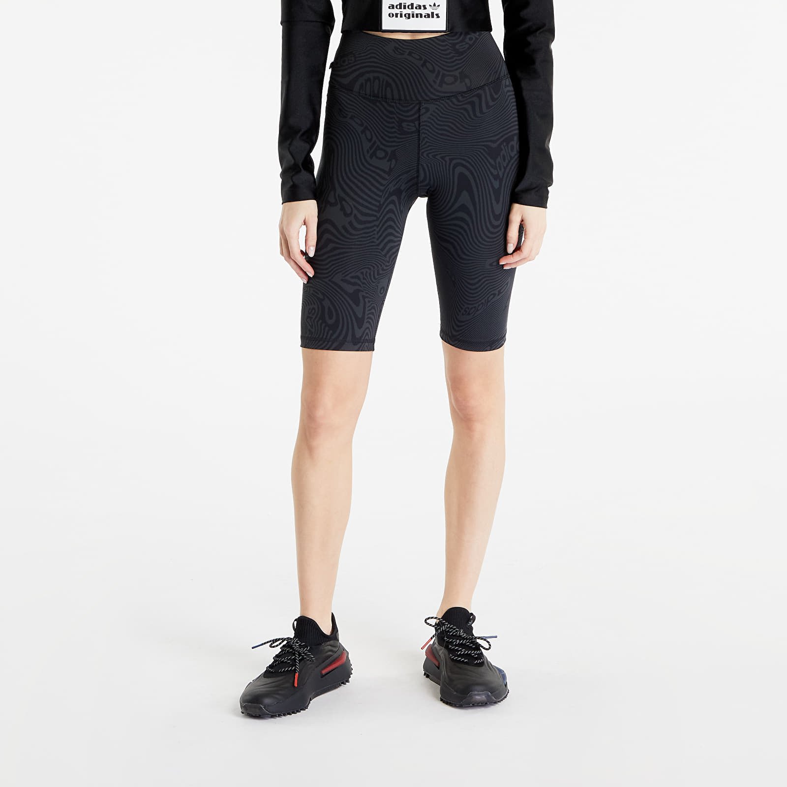 adidas Originals - marble print bike shorts carbon/ black