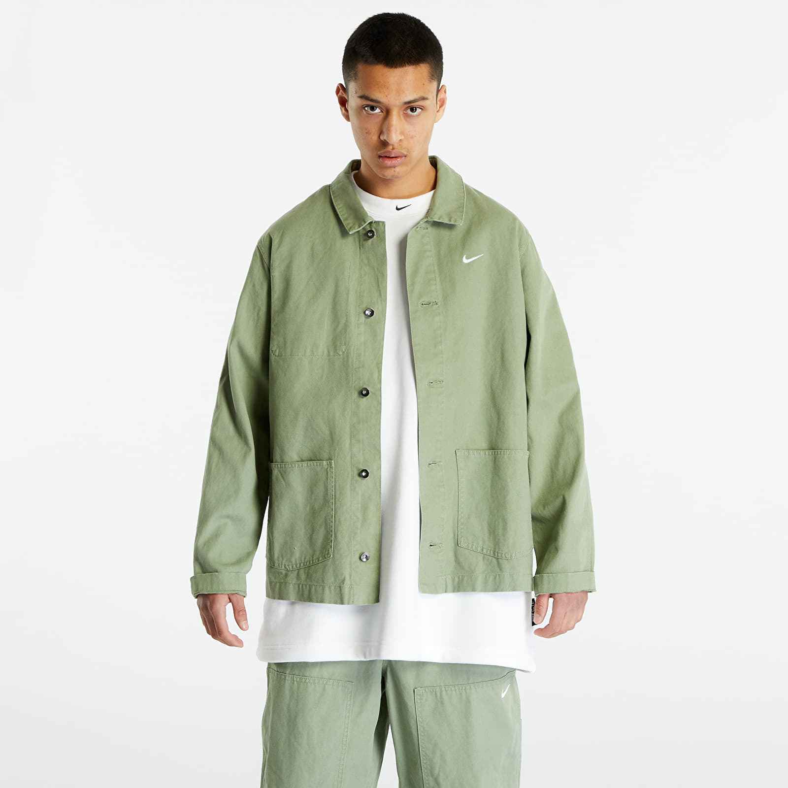 Levně Nike Sportswear Men's Unlined Chore Coat Oil Green/ White