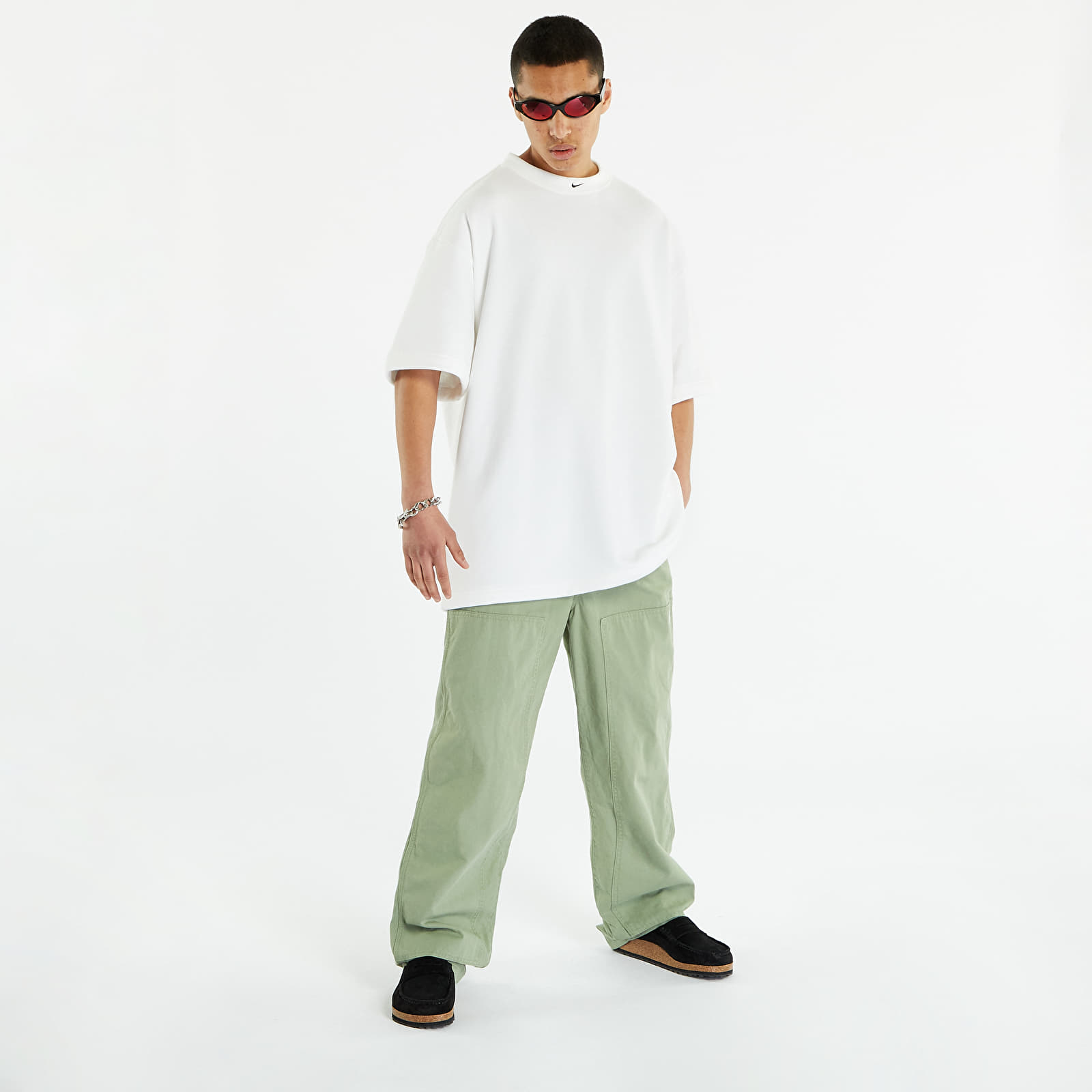 Pantalons Nike Sportswear Men's Double-Panel Pants Oil Green/ White