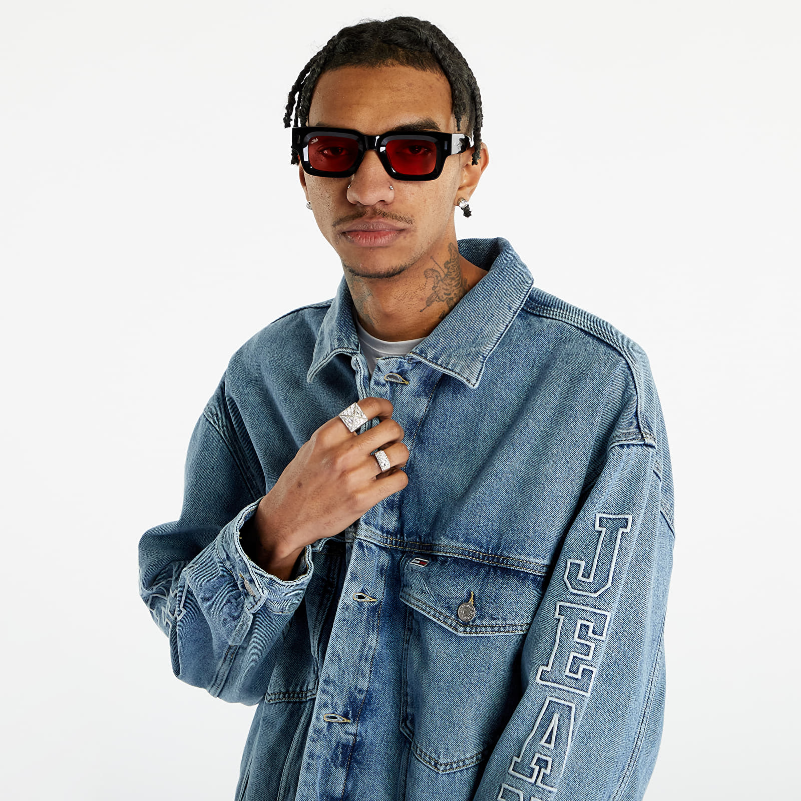 Geci Tommy Jeans Oversized Logo Sleeve Denim Jacket Denim Light