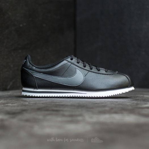Nike classic cortez leather black dark grey white discount