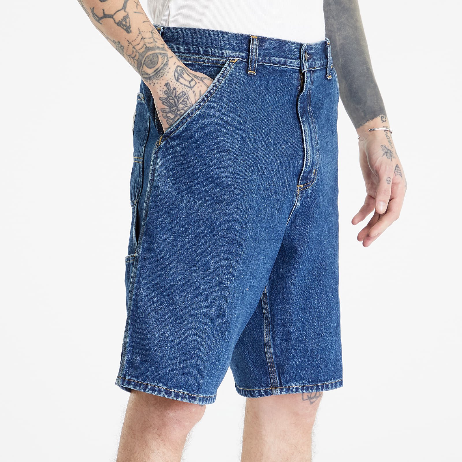 Šortai Carhartt WIP Single Knee Short Blue Stone Washed