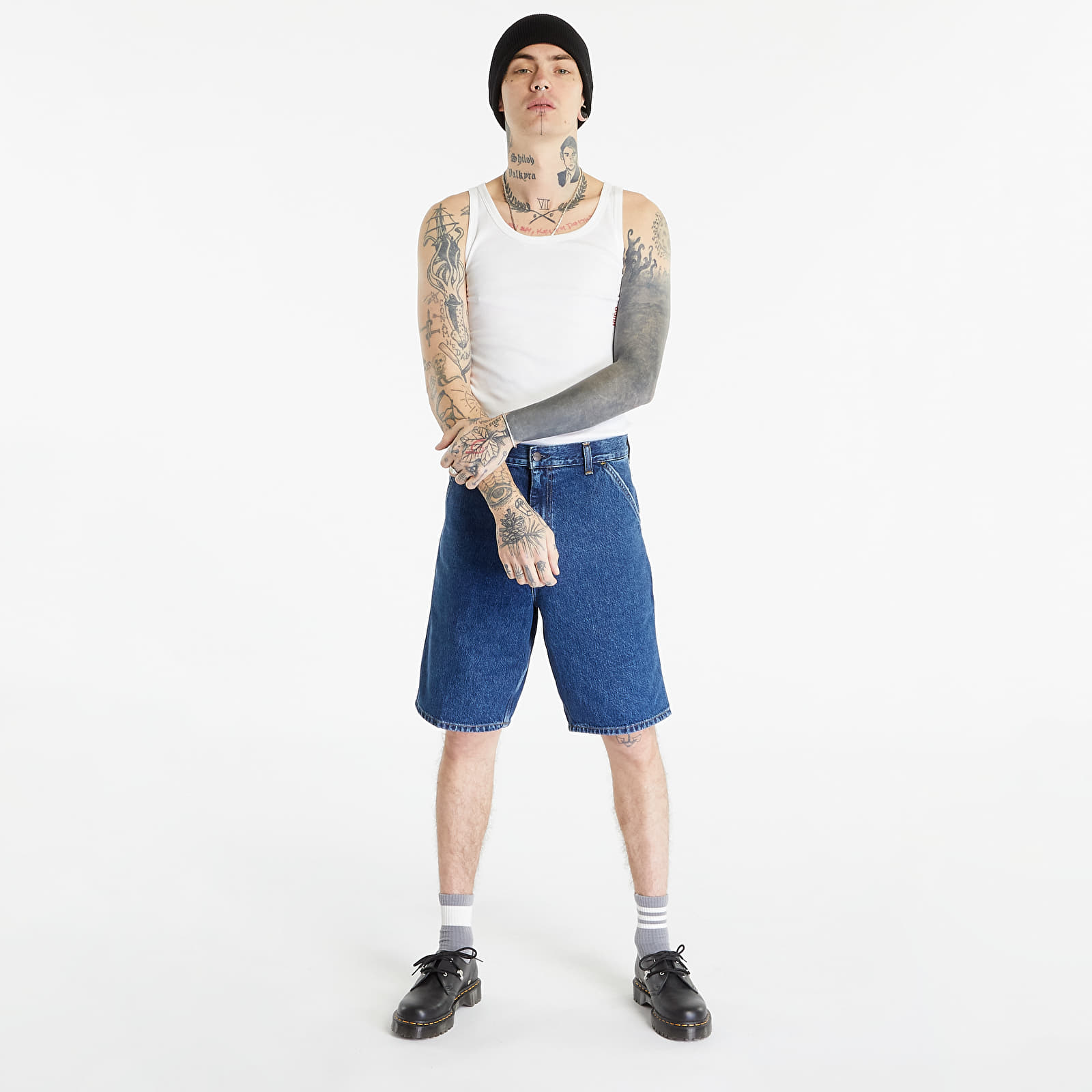 Šortai Carhartt WIP Single Knee Short Blue Stone Washed