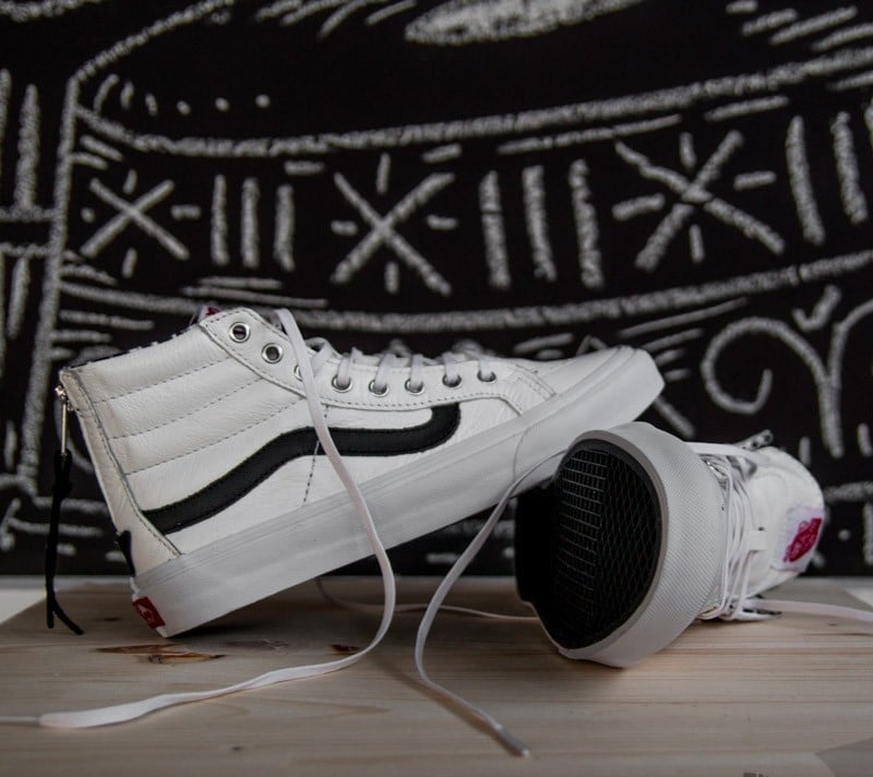 Damen Sneaker und Schuhe Vans Sk8-Hi Slim Zip (Leather) True White/Leopard