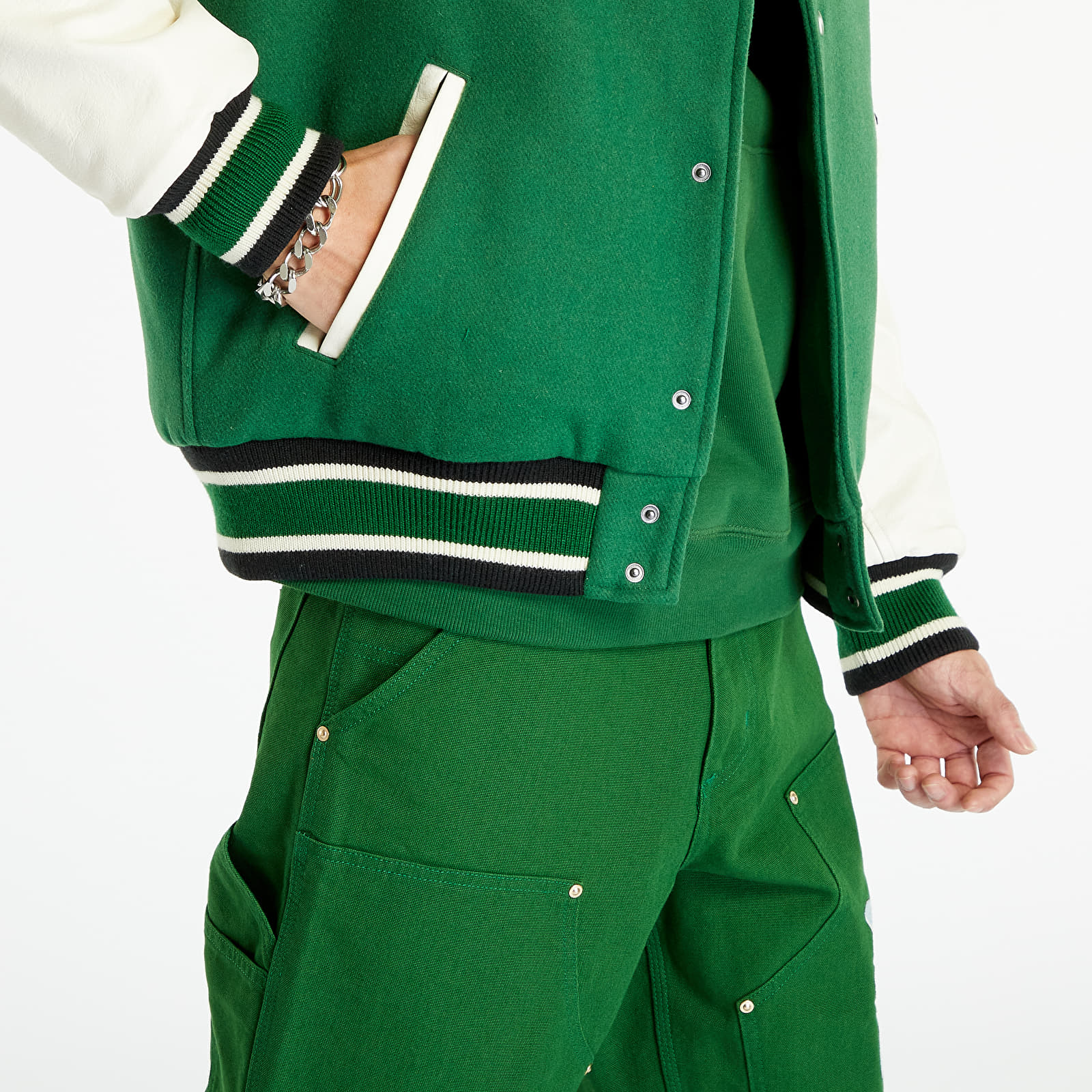 Geci bomber Awake NY x Carhartt WIP Teddy Jacket Dark Green/ Ivory