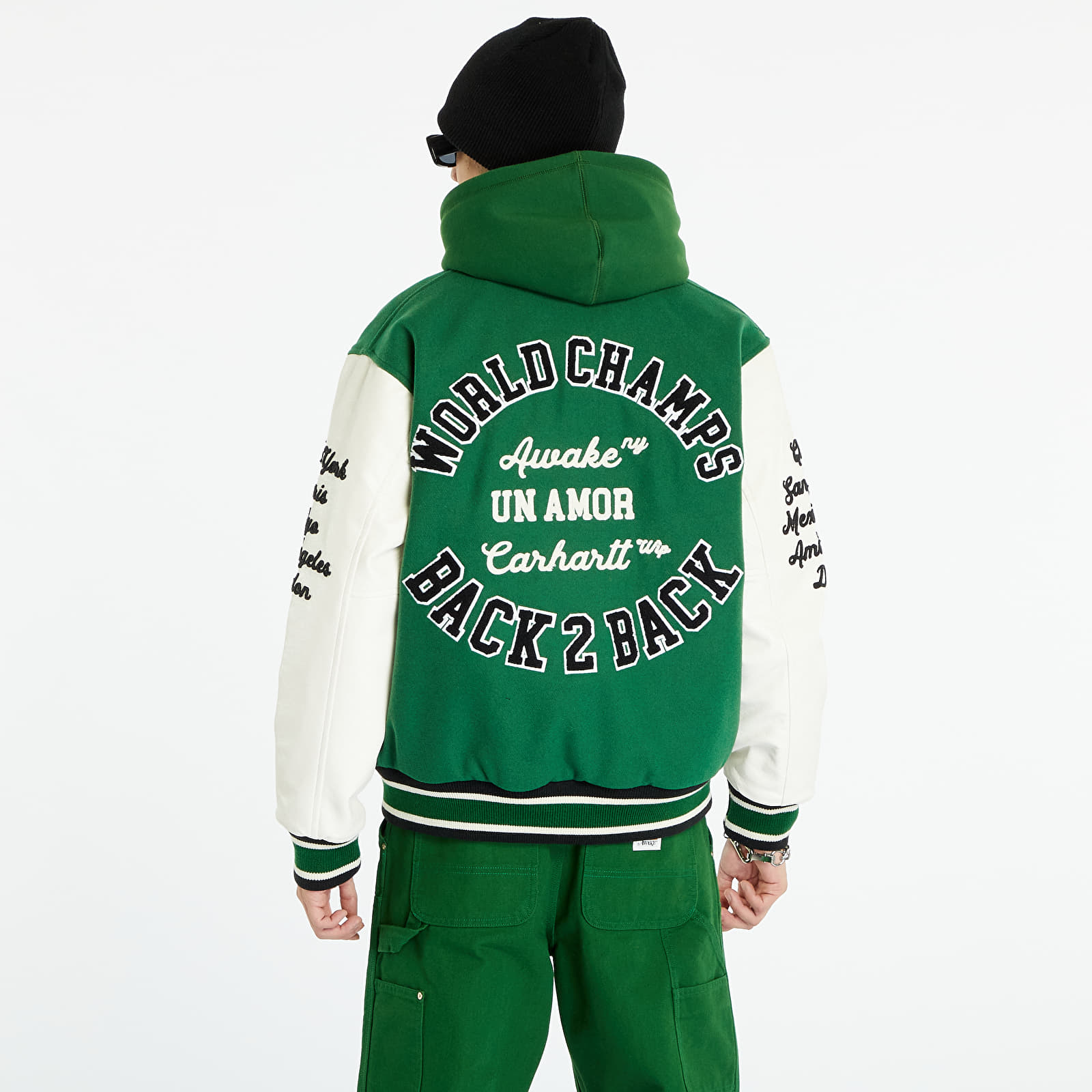Geci bomber Awake NY x Carhartt WIP Teddy Jacket Dark Green/ Ivory