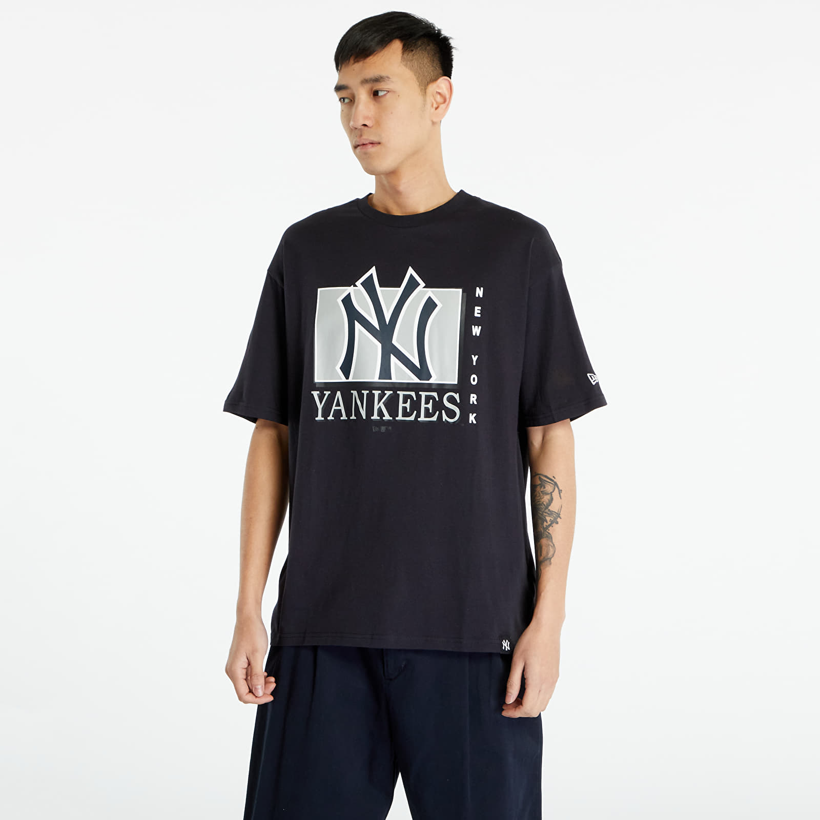 Koszulki New Era New York Yankees Team Wordmark Oversized Tee Navy/ White