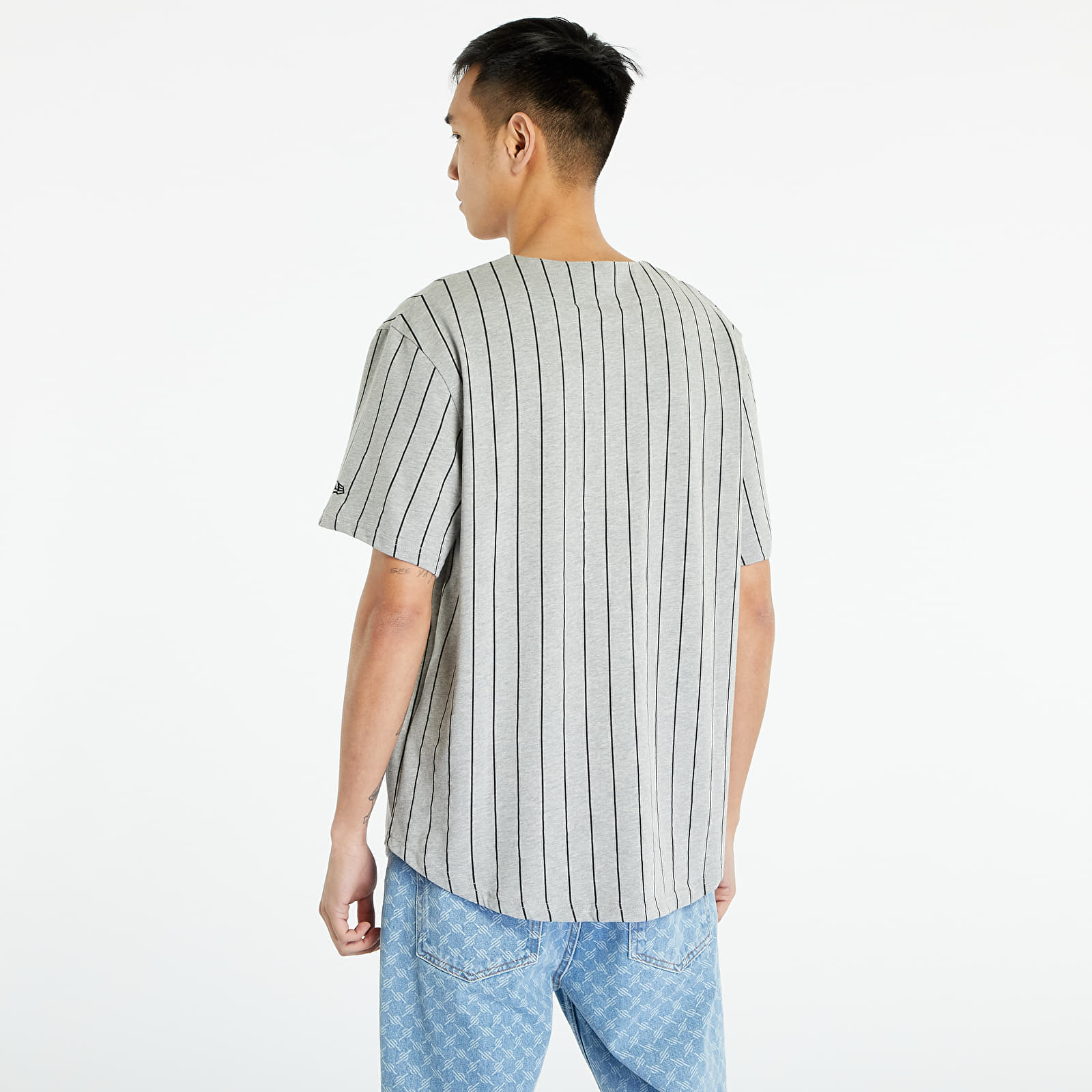 T-Shirts New Era Pinstripe Jersey T-Shirt Medium Grey/ Black