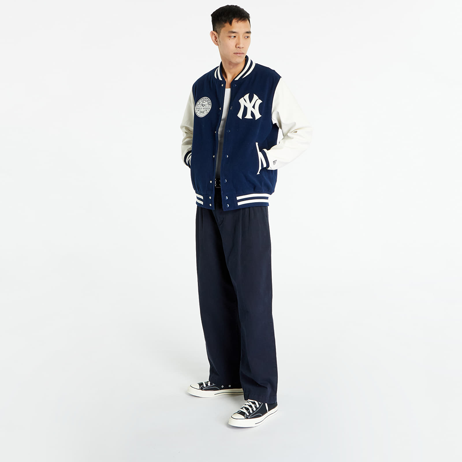 Bomber Jackets New Era New York Yankees Heritage Varsity Jacket Dark Blue/ White