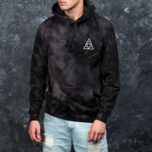 Hoodies and sweatshirts HUF Apparel 420 Triple Triangle Overdyed Plantlife Pullover Hoodie Smoke Black Footshop