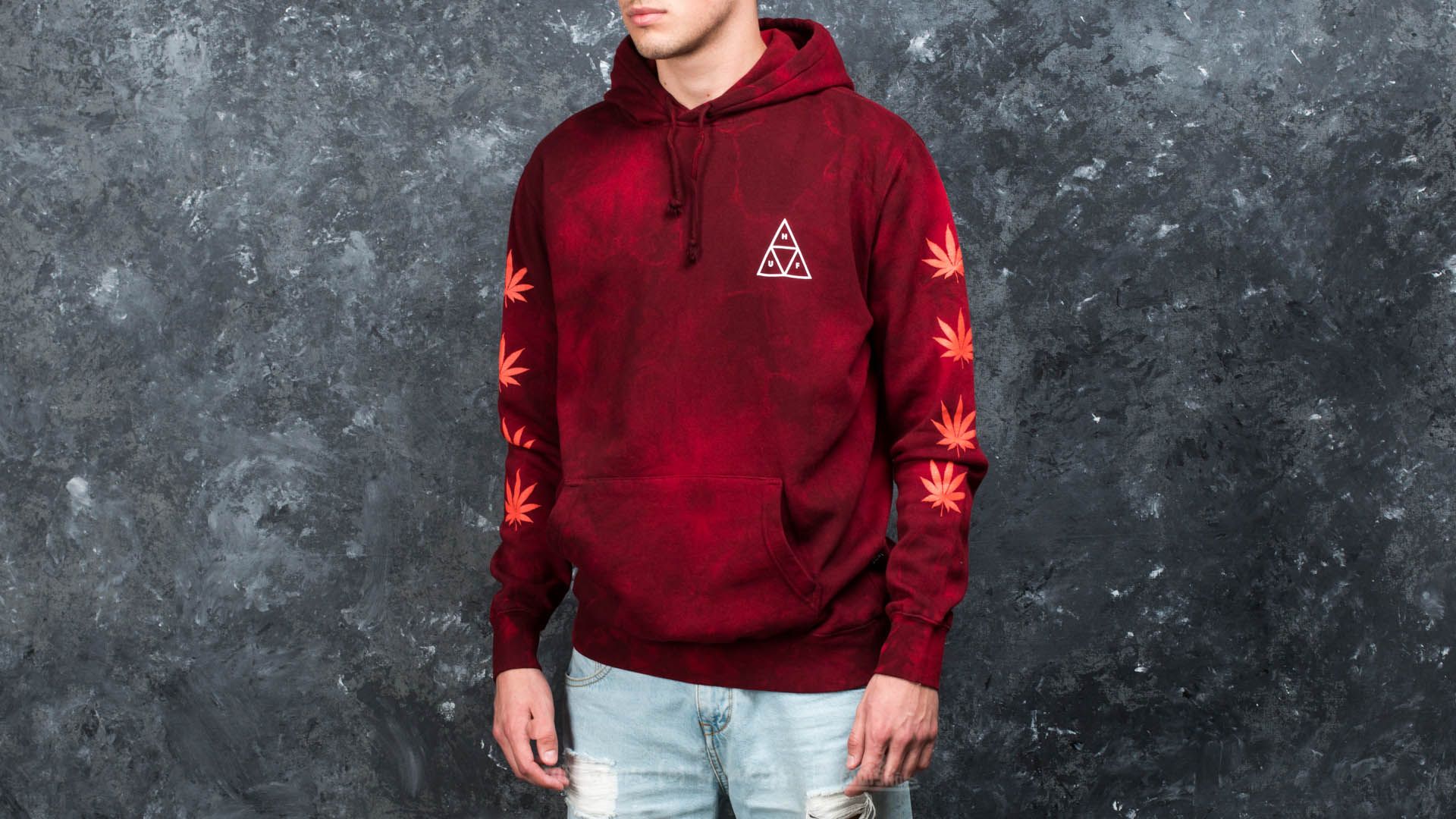 Mikiny HUF Apparel 420 Overdyed Plantlife Pullover Hoodie Smoke Red