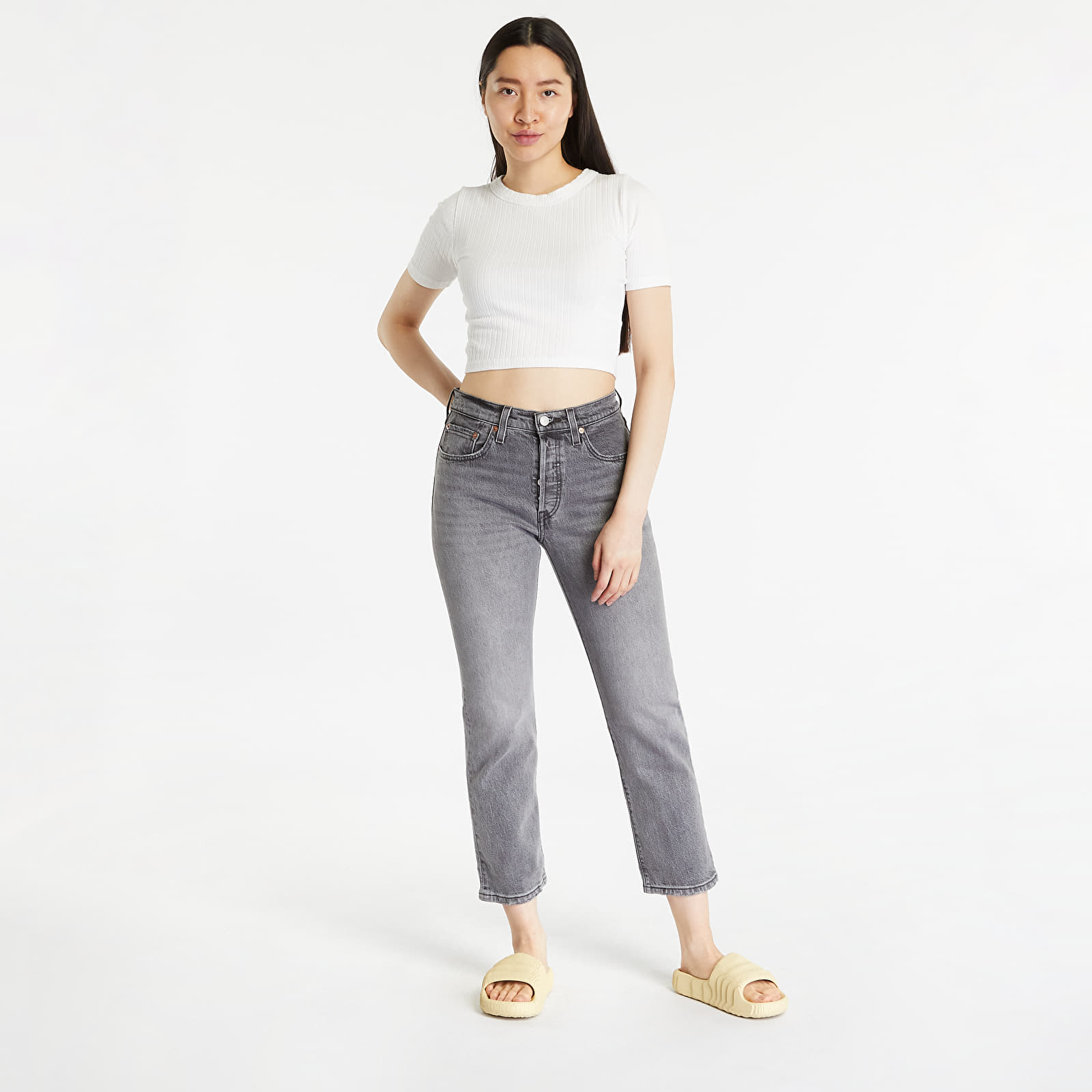 Levis 501 shop cropped grey