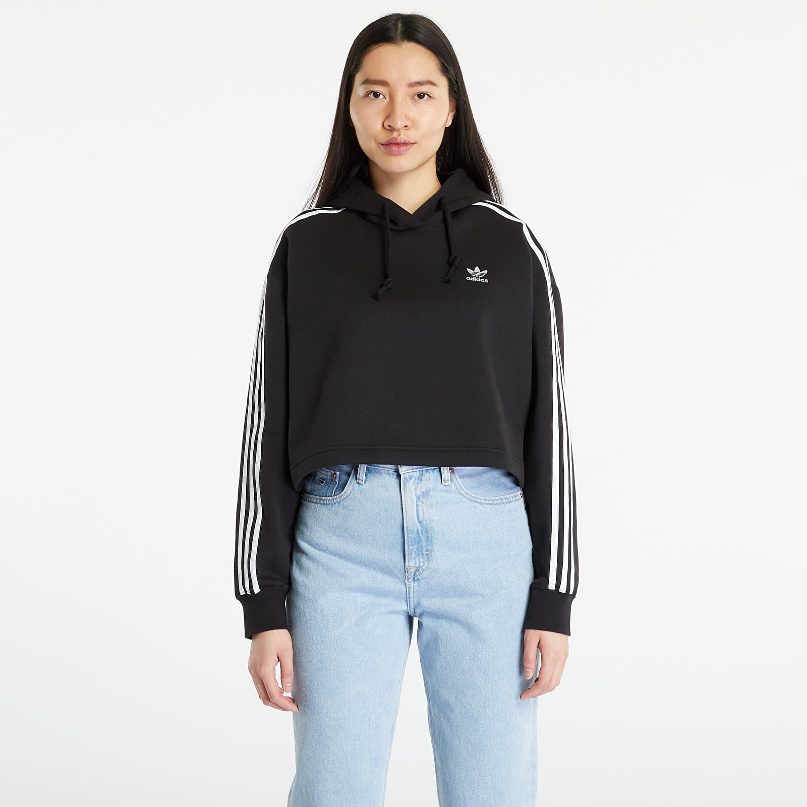 Adidas cropped black hoodie best sale