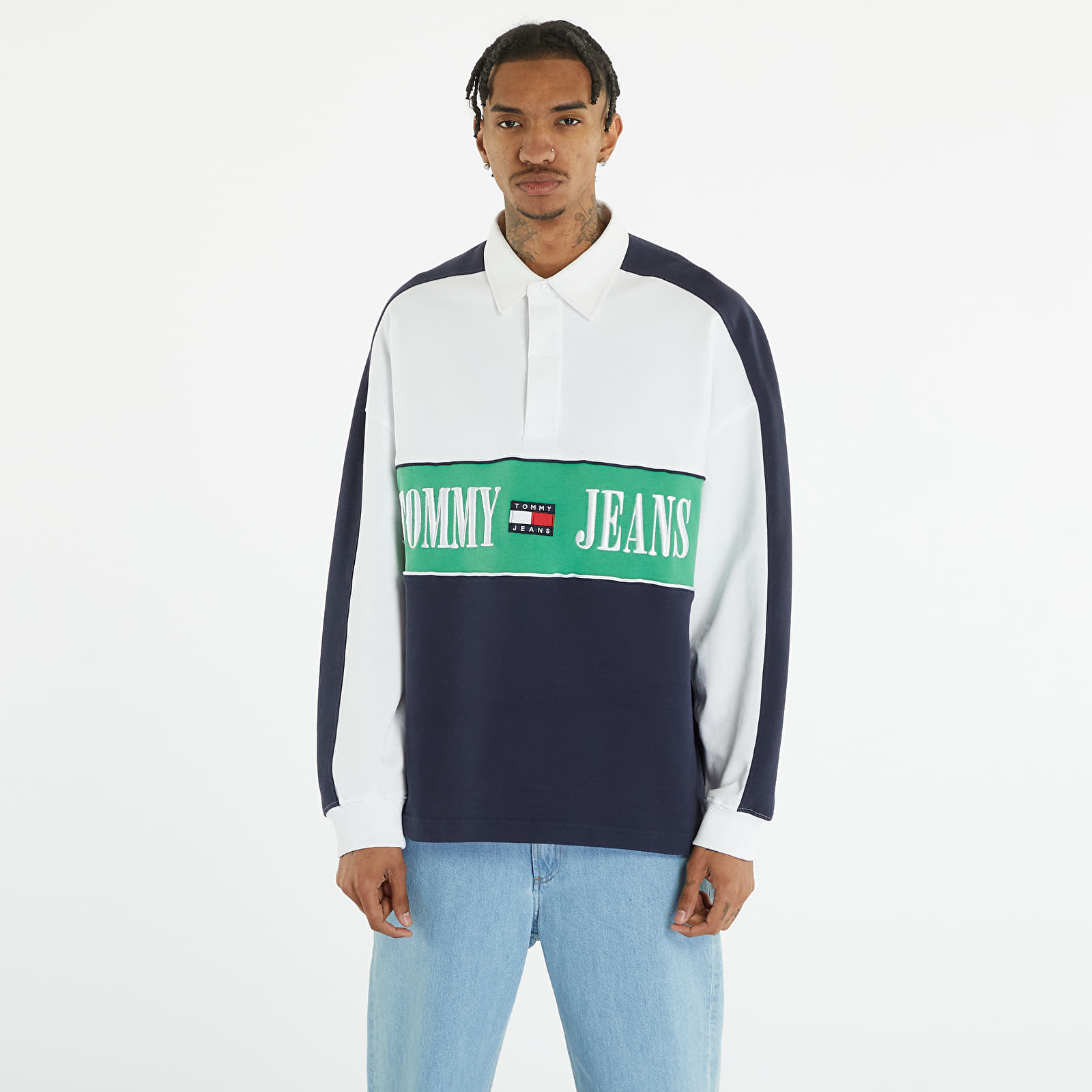 Tommy Jeans Oversized Archive Rugby Shirt Blue