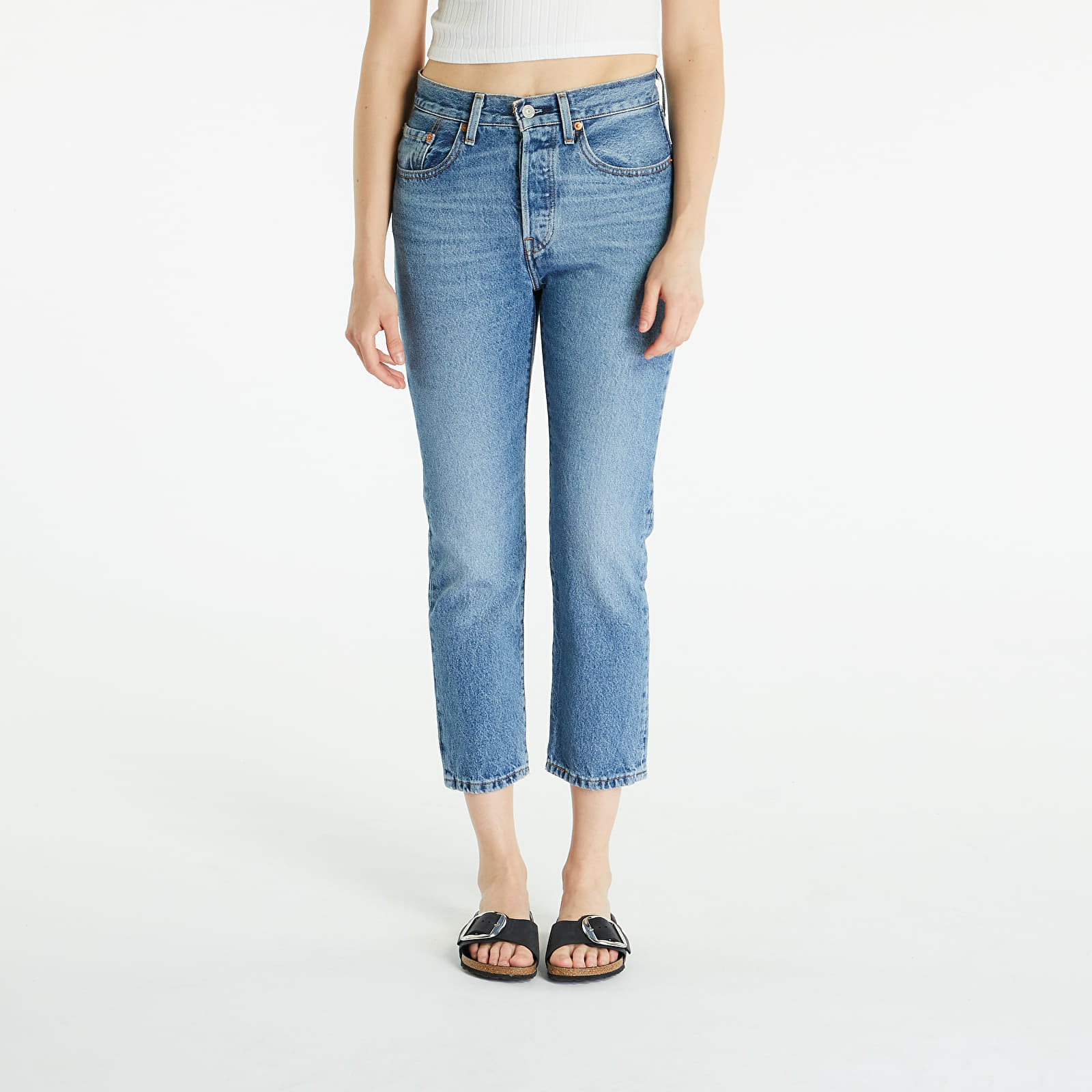Hosen und Jeans Levi's® 501® Crop Jeans Medium Indigo Worn In - Blue