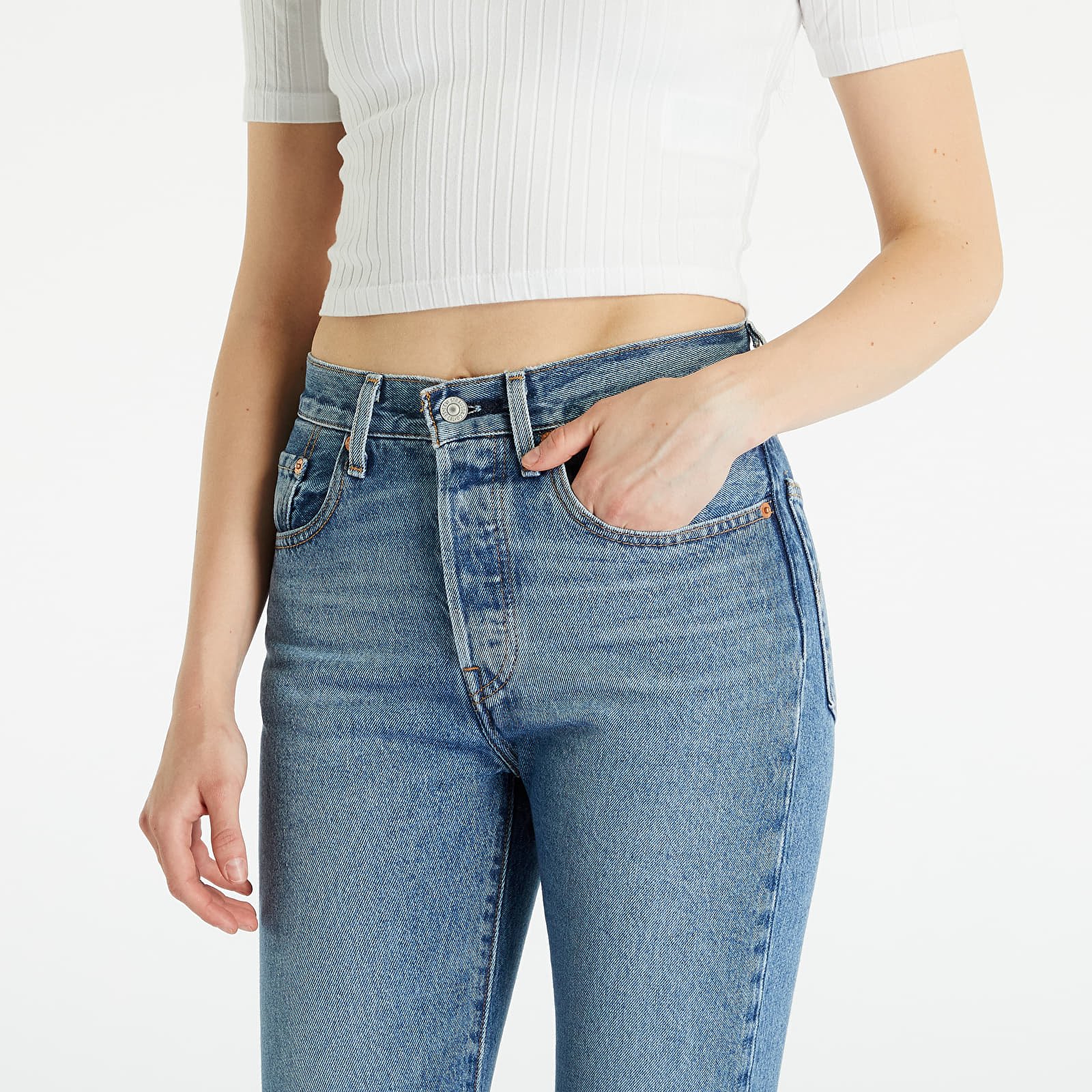 Hosen und Jeans Levi's® 501® Crop Jeans Medium Indigo Worn In - Blue