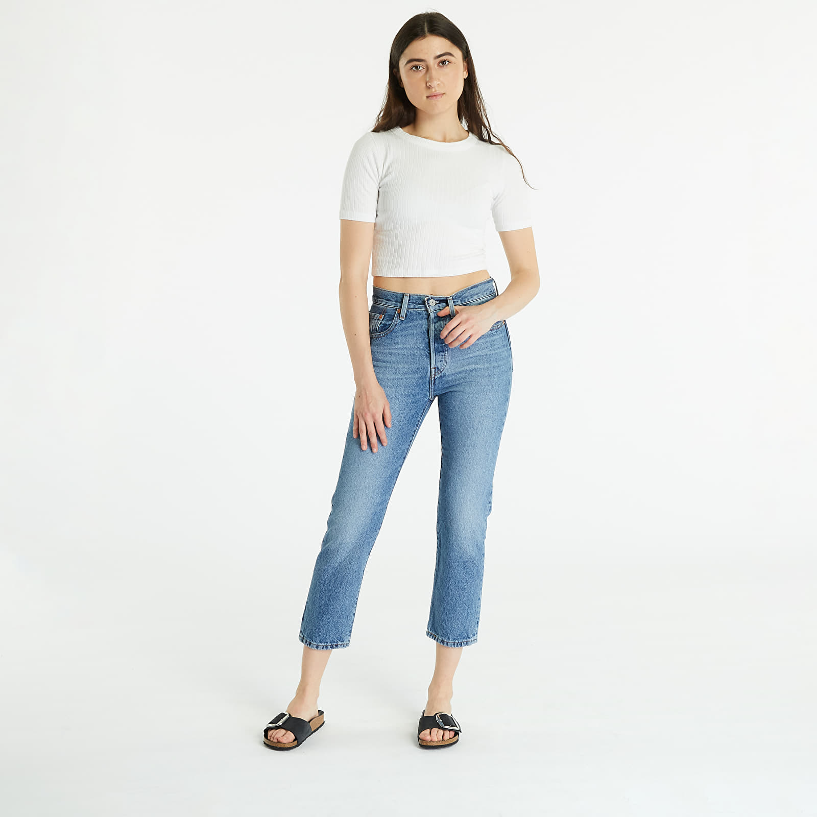 Women's trousers Levi's® 501® Crop Jeans Medium Indigo Worn In - Blue